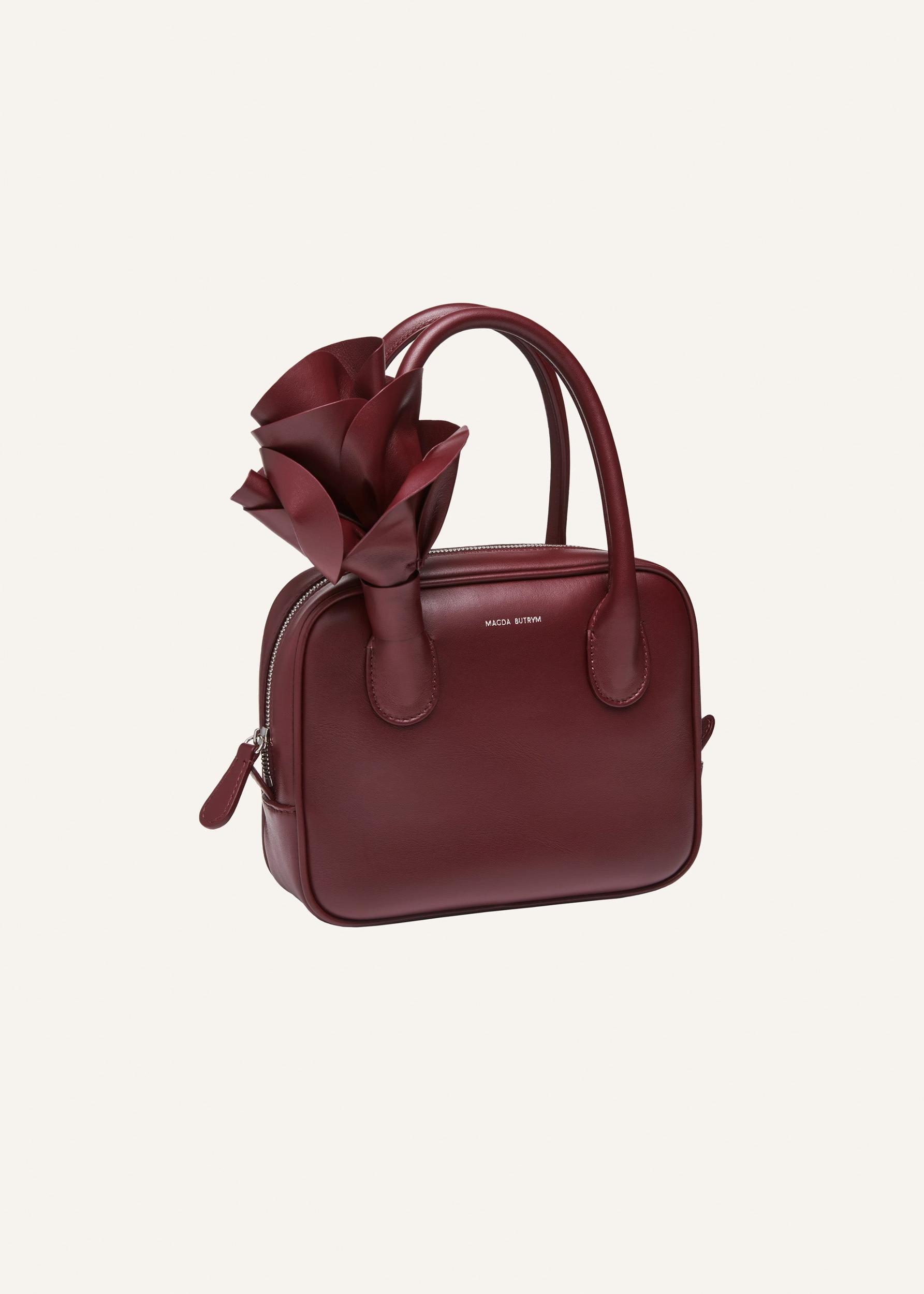 Brigitte square bag in burgundy leather and silver Product Image