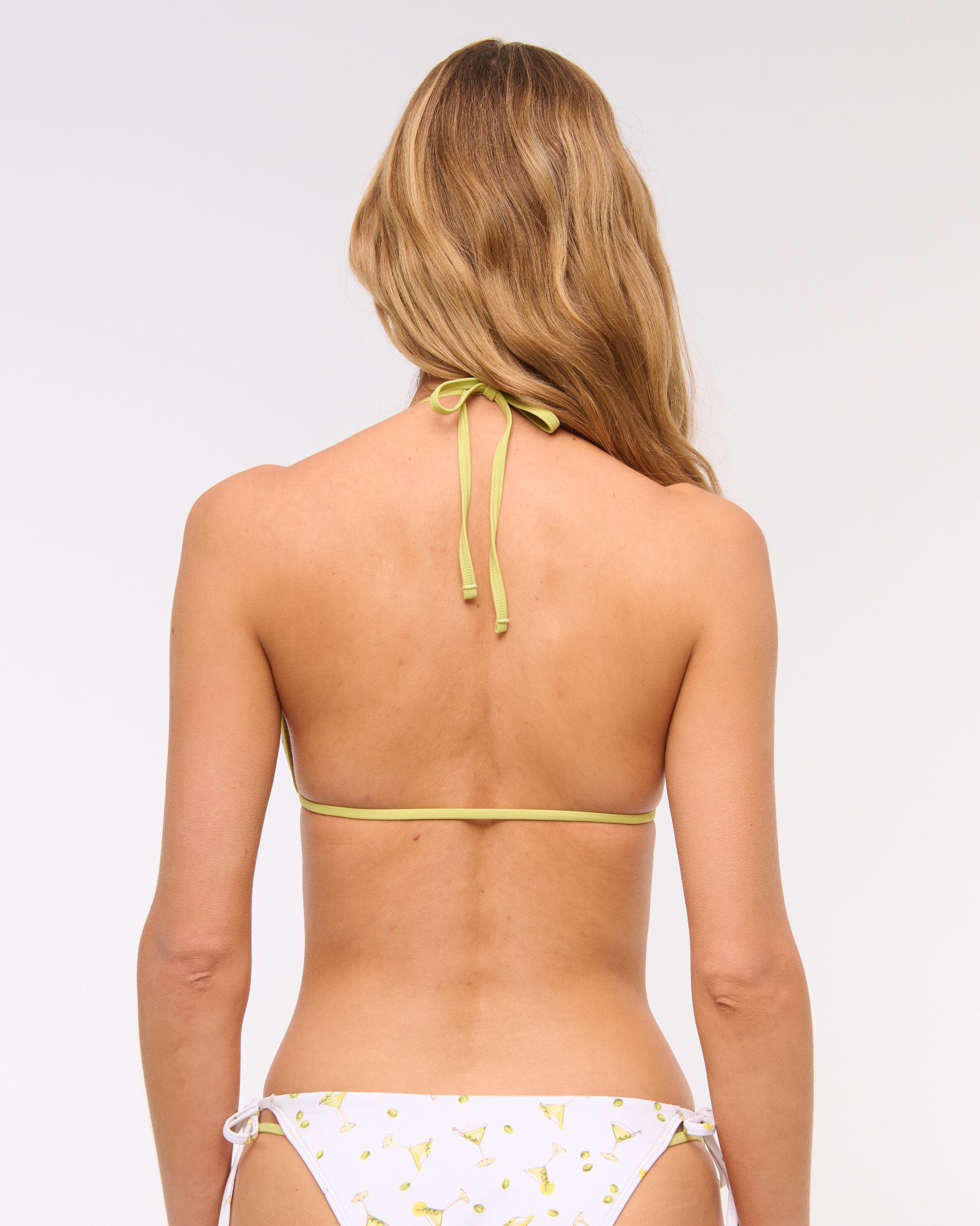Contrast Tie-Front Triangle Bikini Top Product Image
