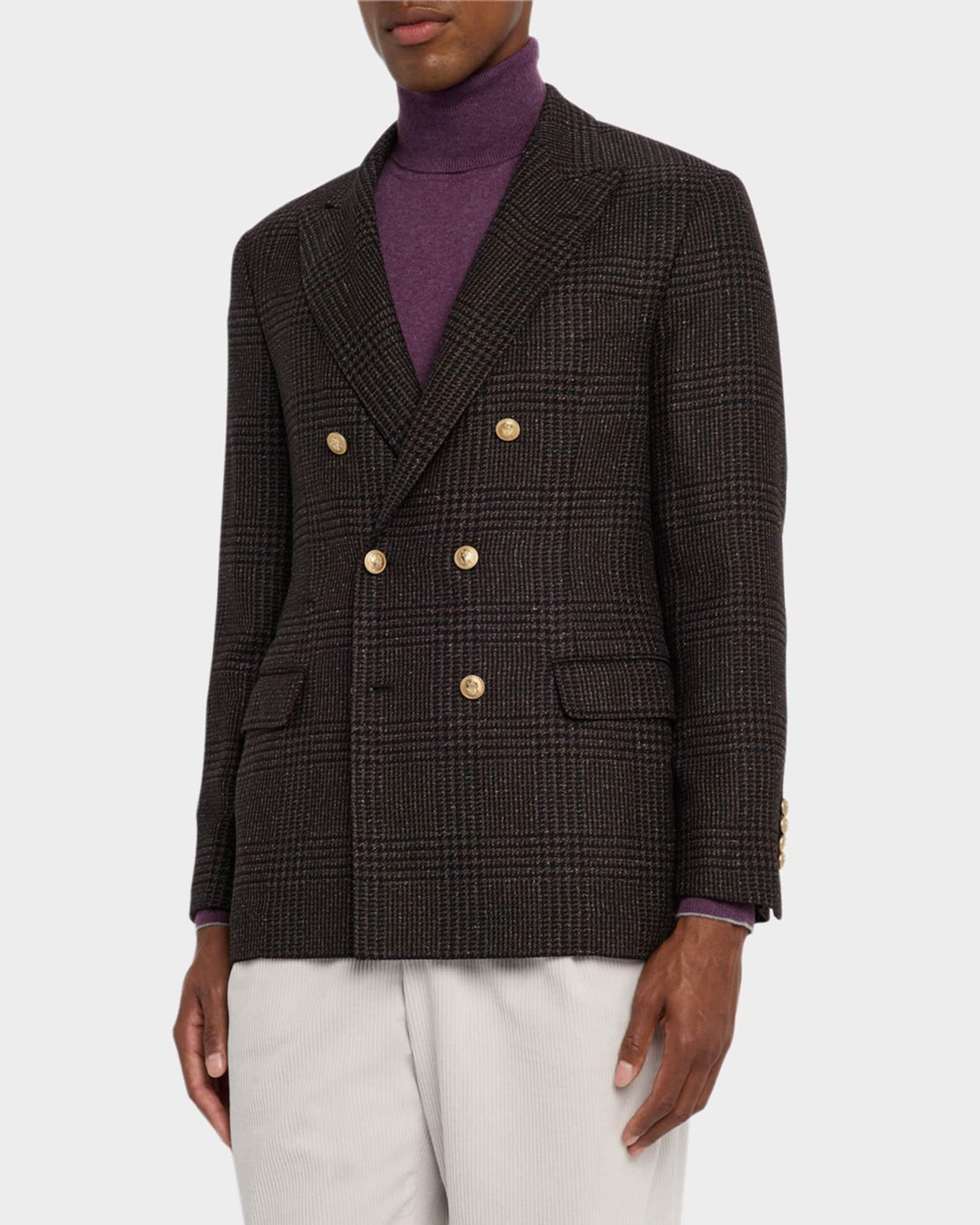 Men's Prince of Wales Double-Breasted Sport Coat Product Image