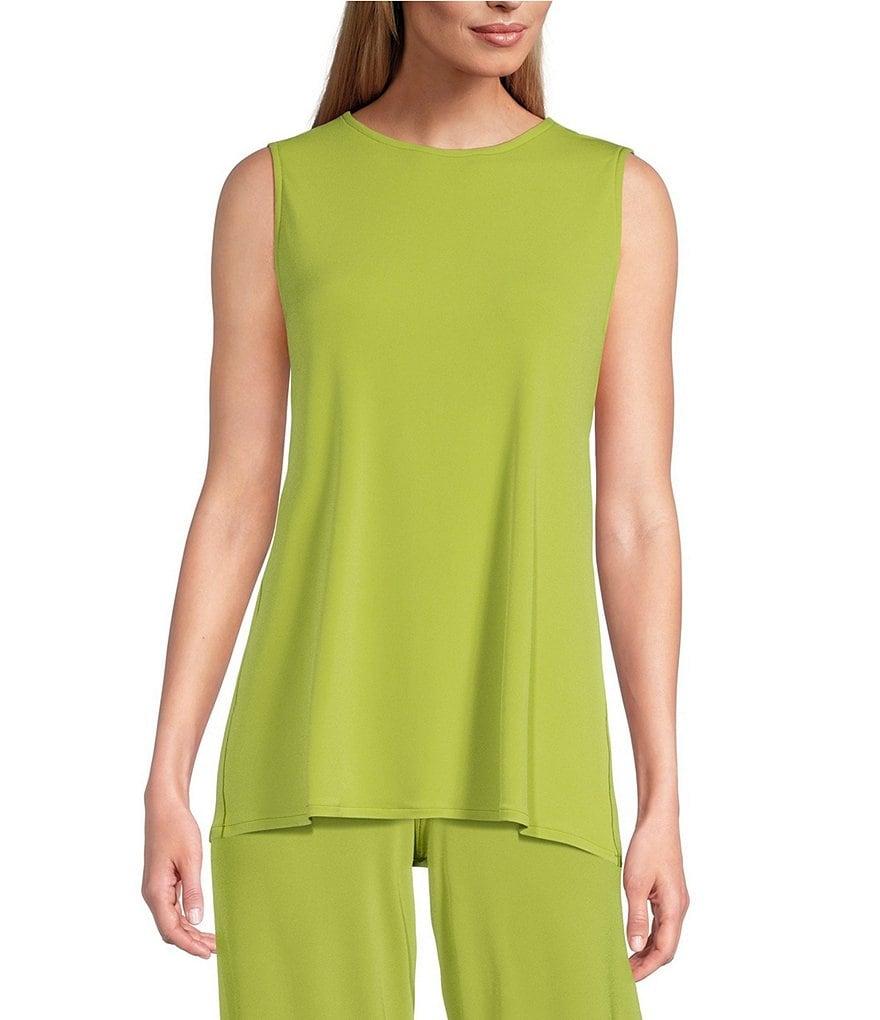 Eva Varro Solid Knit Jersey Crew Neck Sleeveless Top Product Image