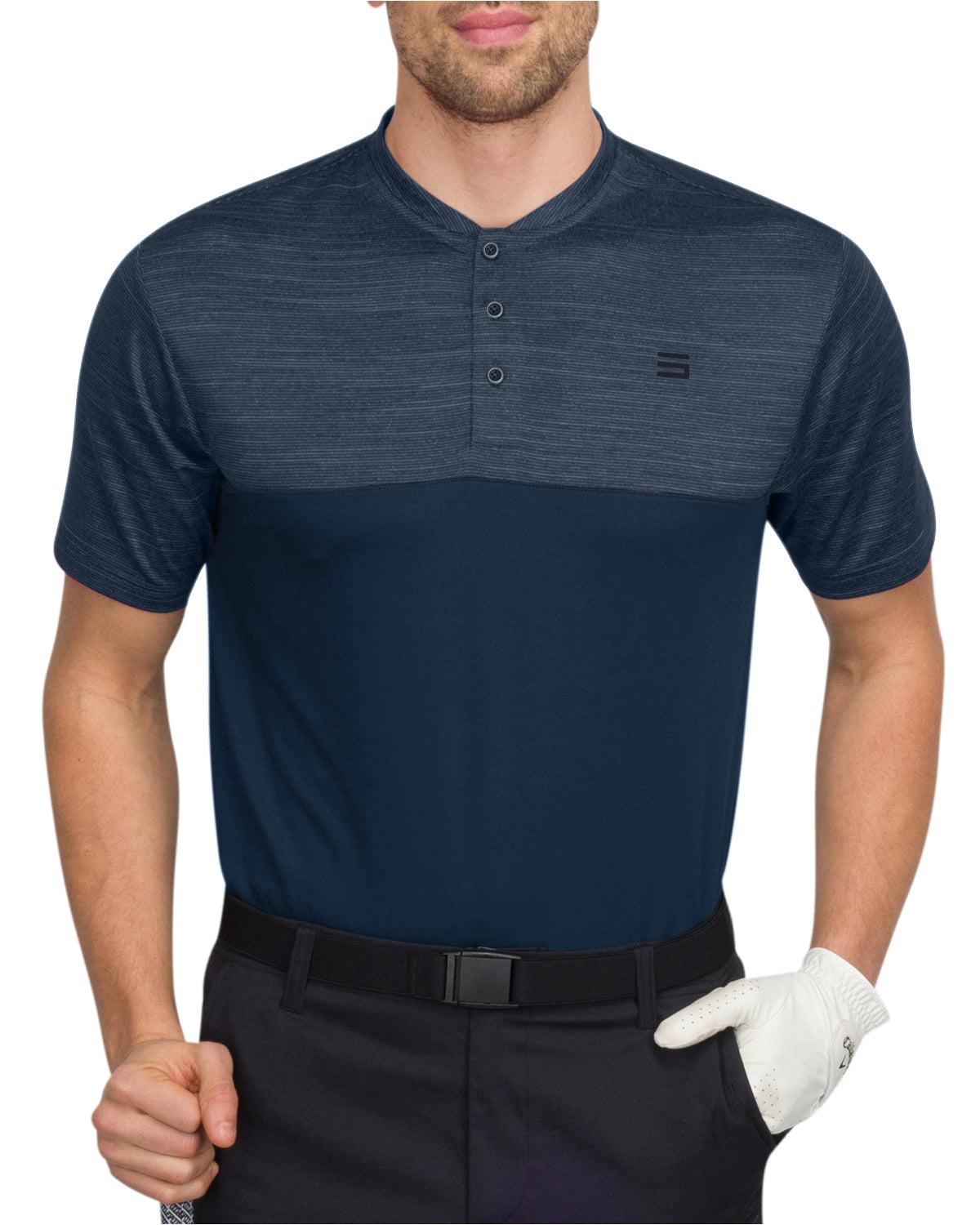 Three Sixty Six Two Tone Collarless Golf Polo Male Product Image