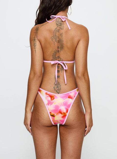 Sandbar Triangle Bikini Top Pink Floral Product Image