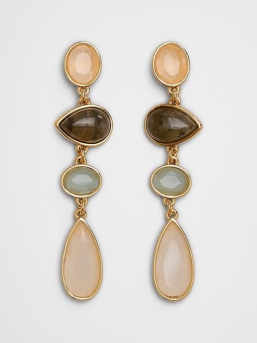 Tonal Glass Stone Mix Drop Earrings Product Image