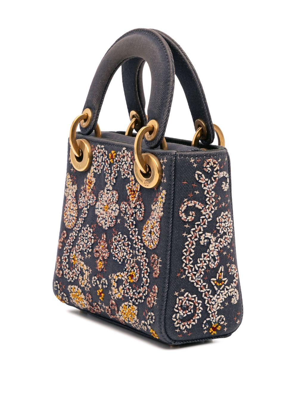 2017 Mini Denim Embroidered Lady Dior satchel Product Image
