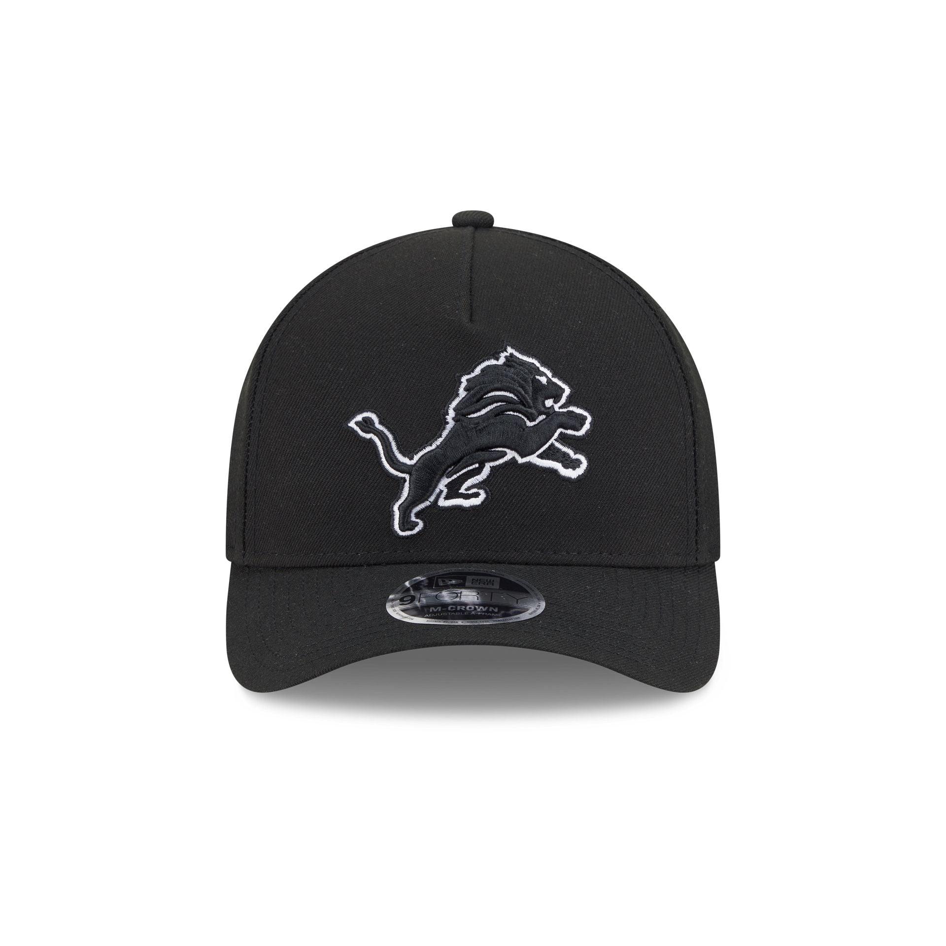 Detroit Lions Black & White 9FORTY M-Crown A-Frame Snapback Hat Male Product Image