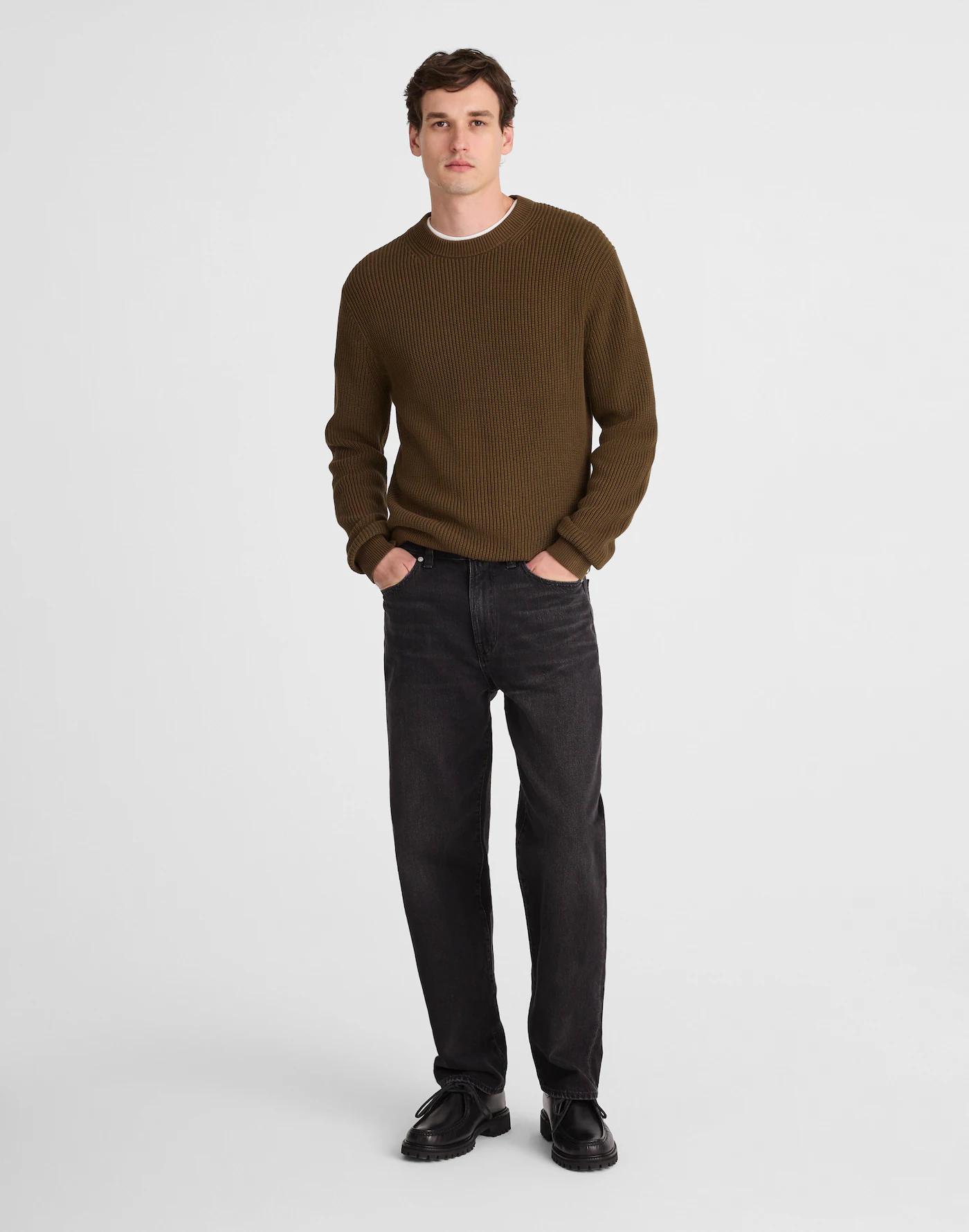 Cotton Shaker-Stitch Crewneck Sweater Product Image
