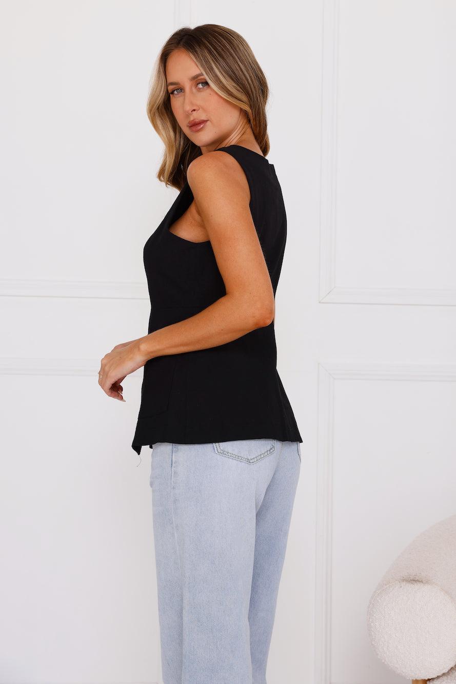 Stylish Side Knit Vest Black Product Image