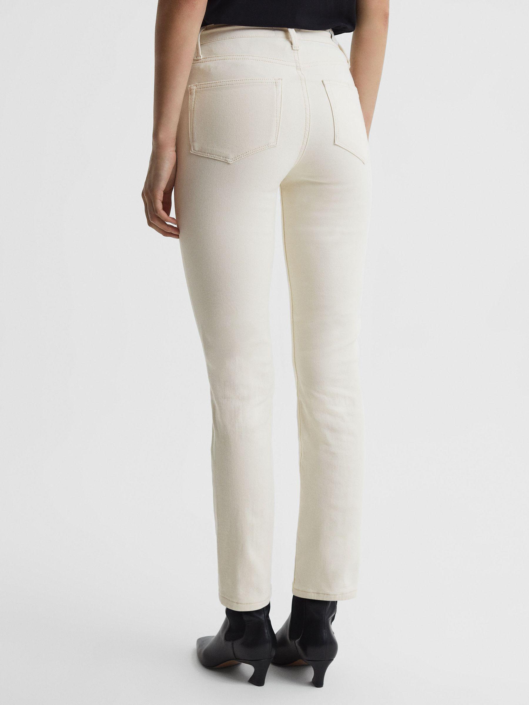 Paige High Rise Straight Leg Jeans in Ecru Product Image