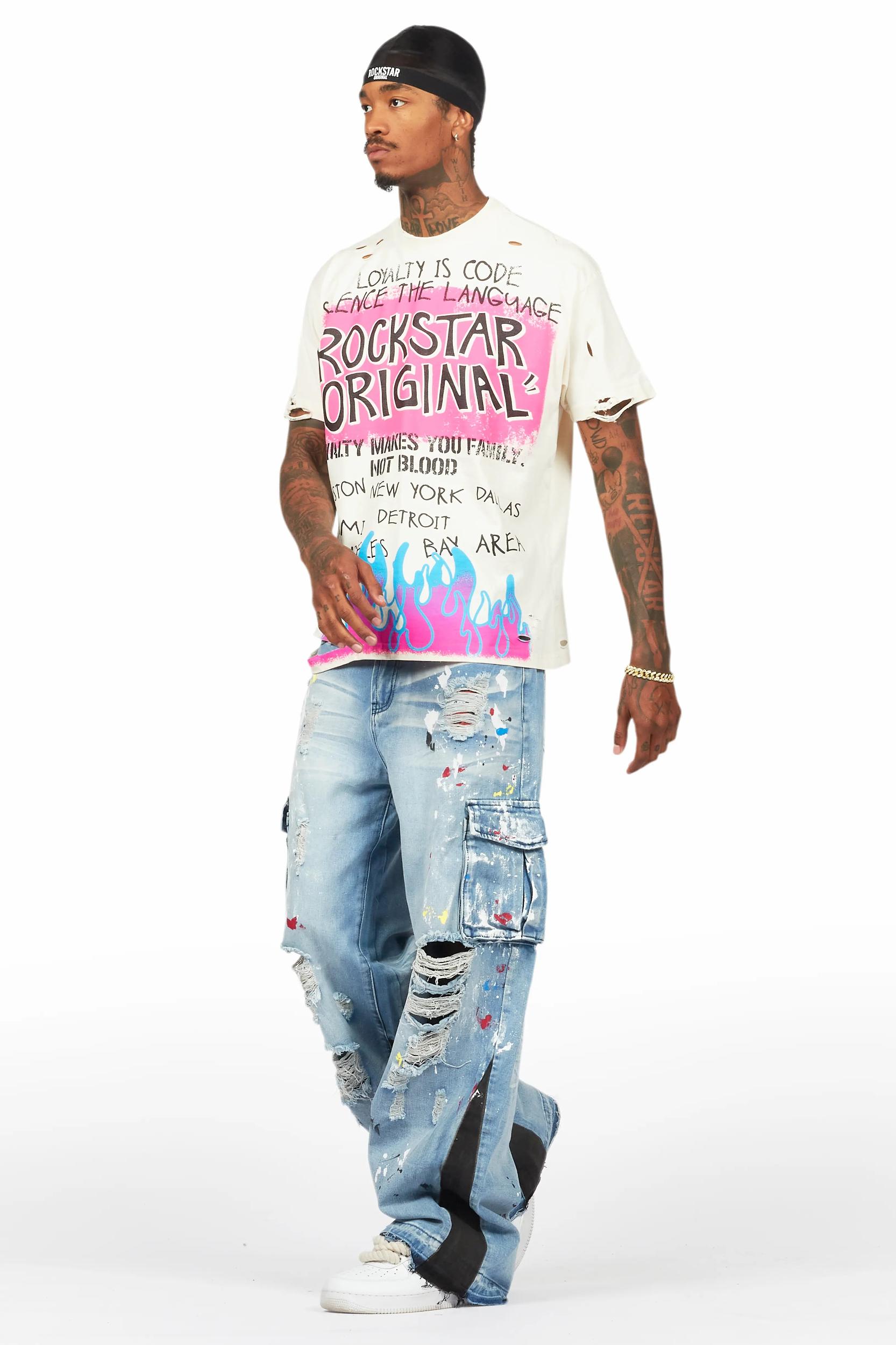Dru Blue Painter Baggy Cargo Jean Male Product Image