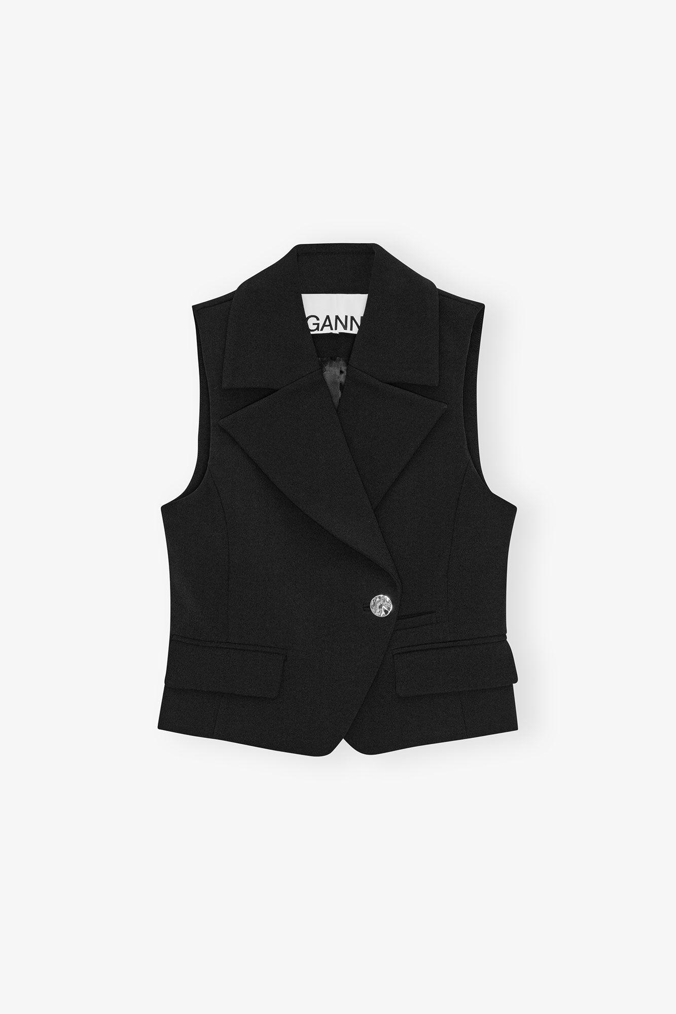 Black Bonded Crepe Vest Product Image
