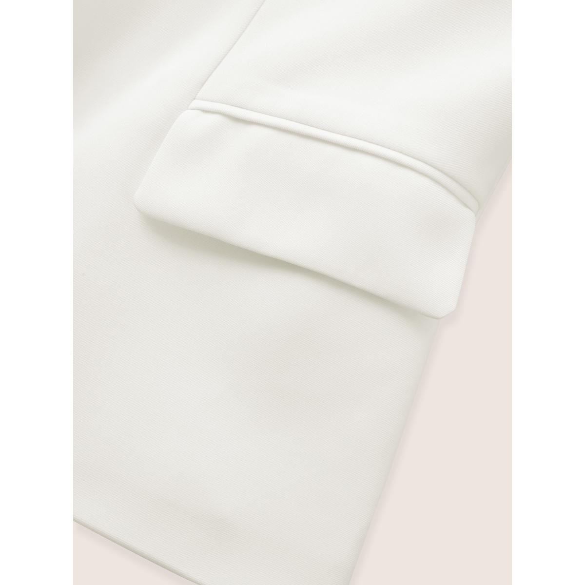 Plus Size Plain Suit Collar Pocket Blazer White Women Work Plain Non Sleeve Long Sleeve Suit Collar 22-24/3X Open pocket with flap Workwear Essentials Blazers BloomChic Product Image