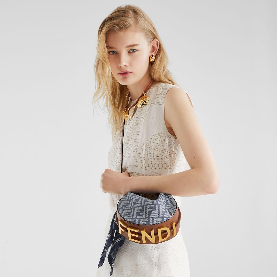 Fendigraphy MiniBlue denim-effect FF jacquard mini-bag Product Image