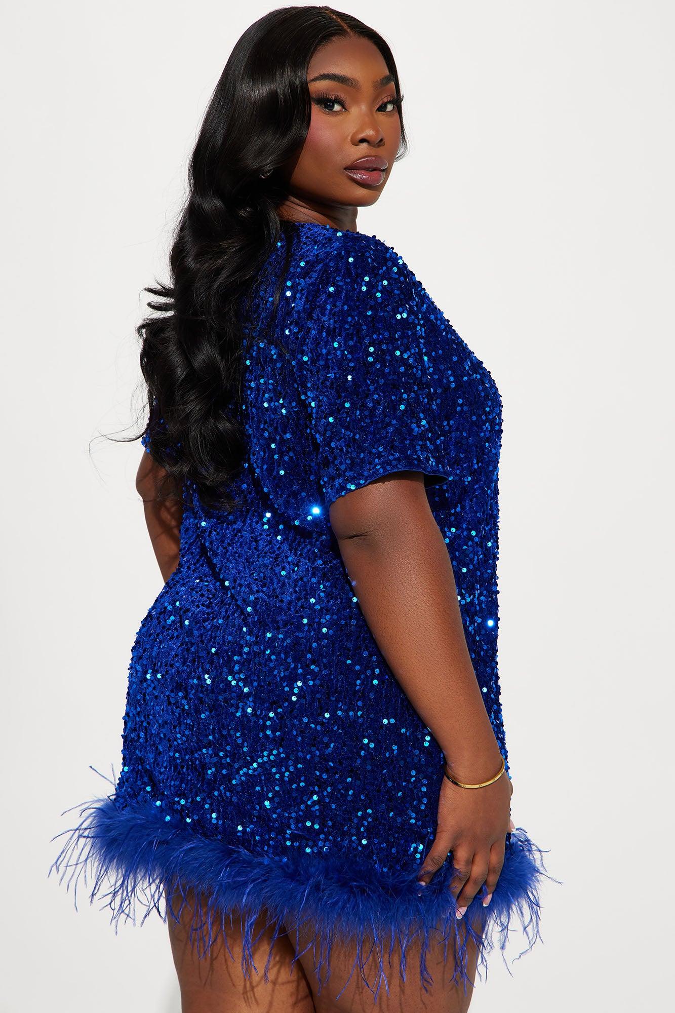 Christy Sequin T-Shirt Mini Dress - Royal Product Image