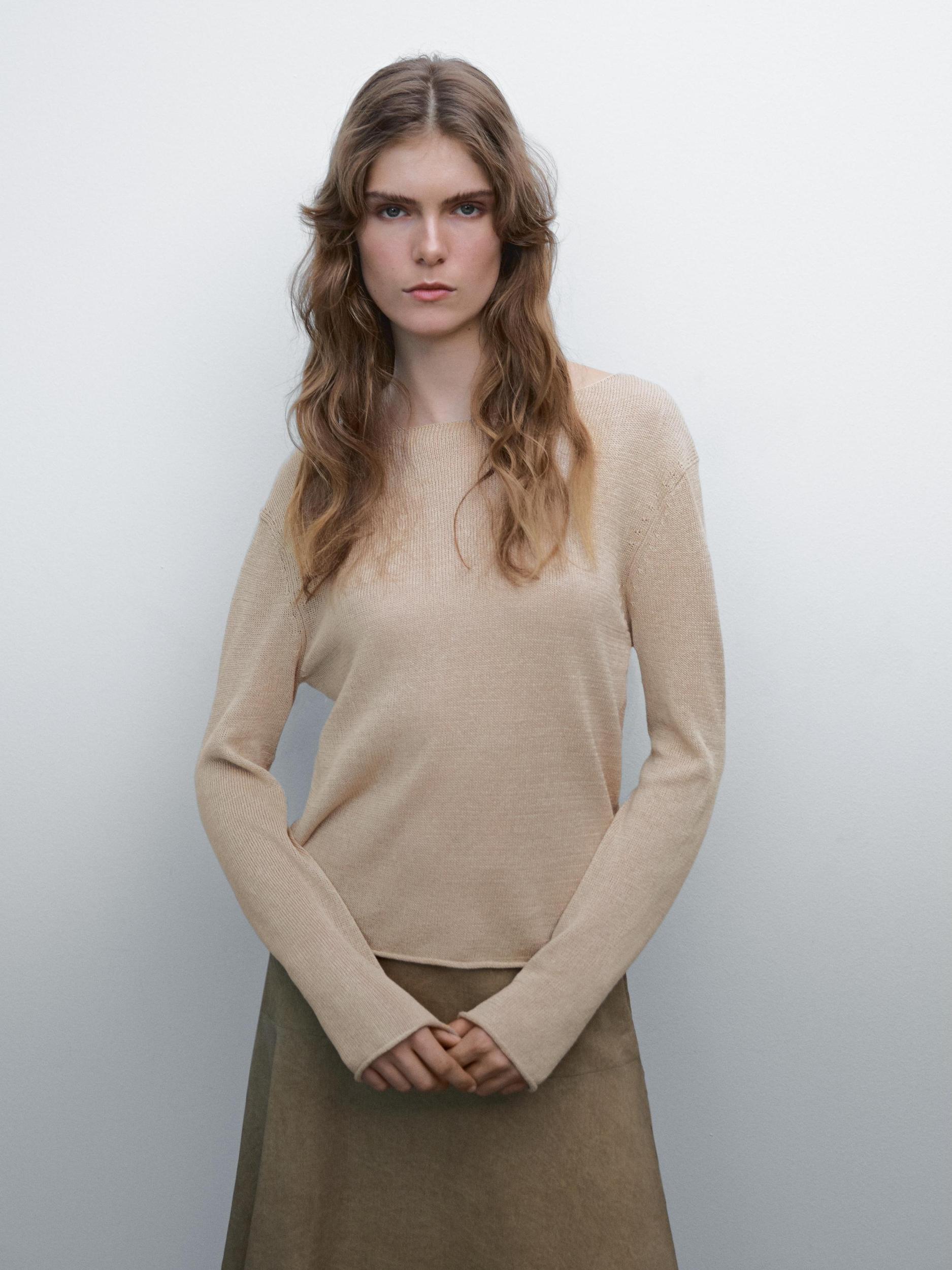 Openwork knitted jumper linen blend Product Image