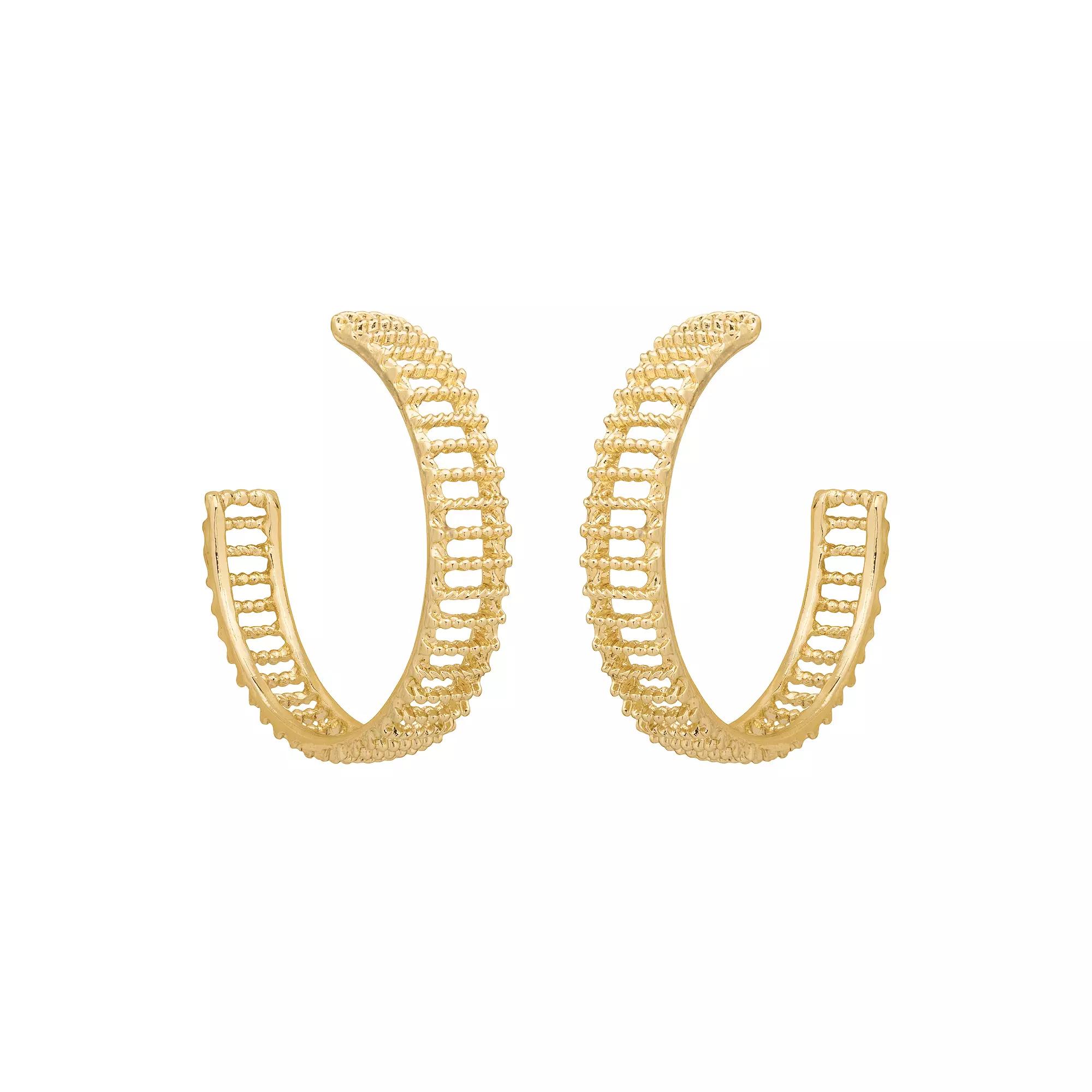 Sonoma Goods For Life® Gold Tone Open Textured Hoop Earrings, Women's, None Product Image