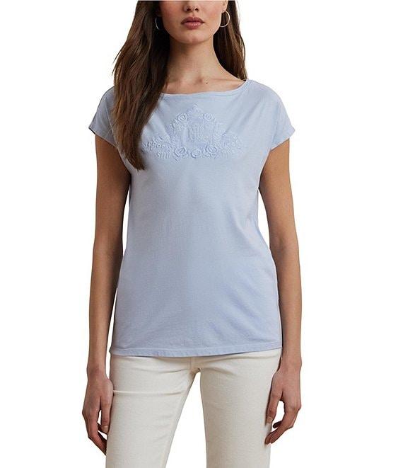 Lauren Ralph Lauren Knit Jersey Boat Neck Short Sleeve Tee Product Image