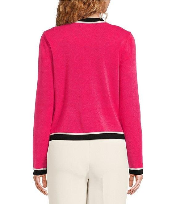 KARL LAGERFELD PARIS Knit Crew Neck Long Sleeve Embellished Button-Front Cardigan Product Image