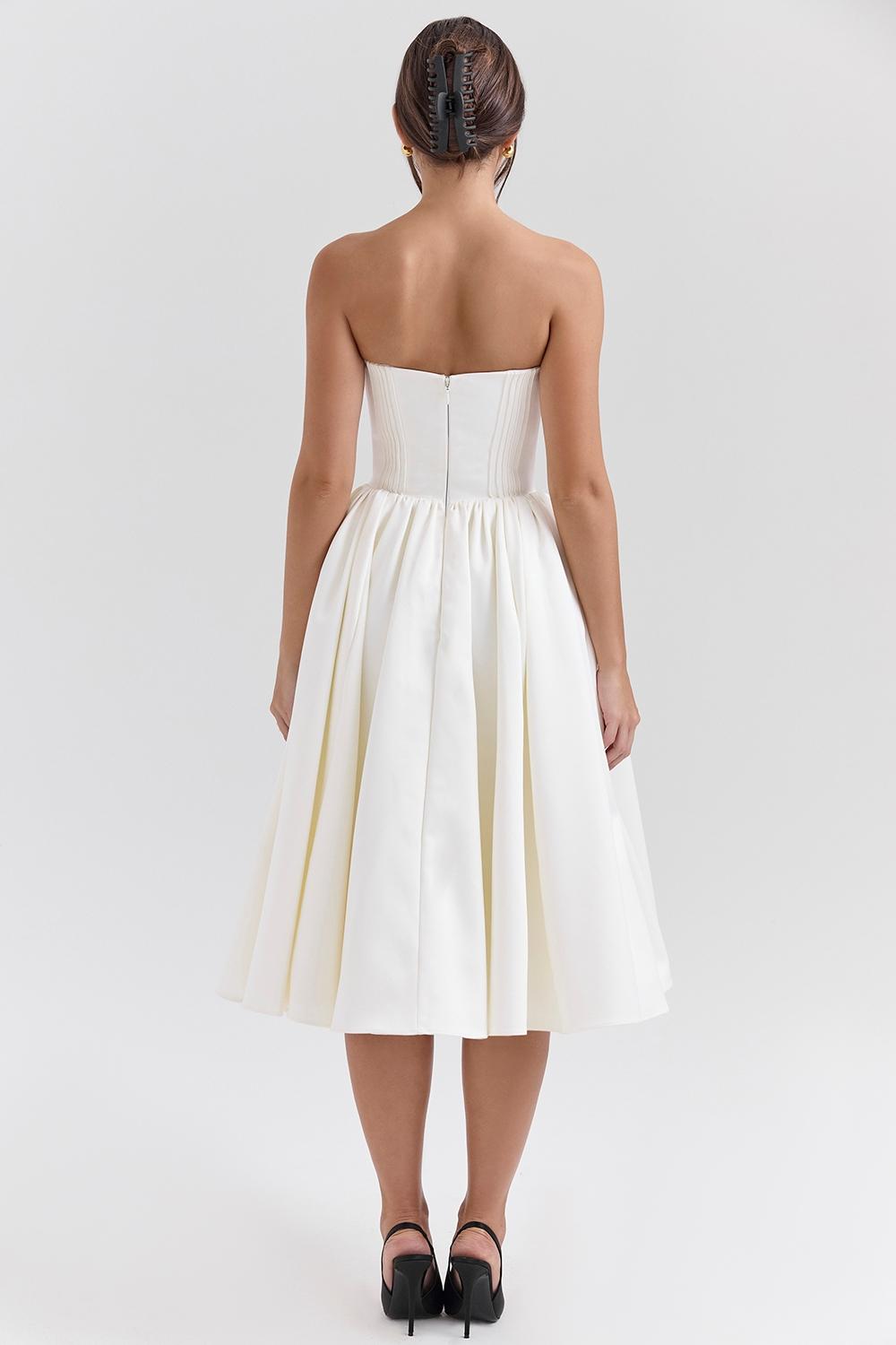 Coco  vintage ivory satin midi dress Product Image