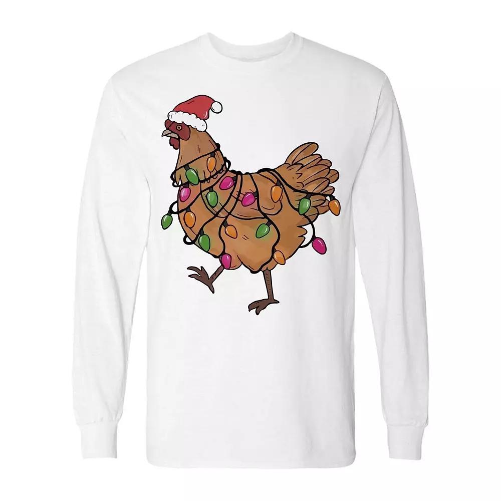 Men's Christmas Light Hen Long Sleeve Graphic Tee, Adult Unisex,  Product Image