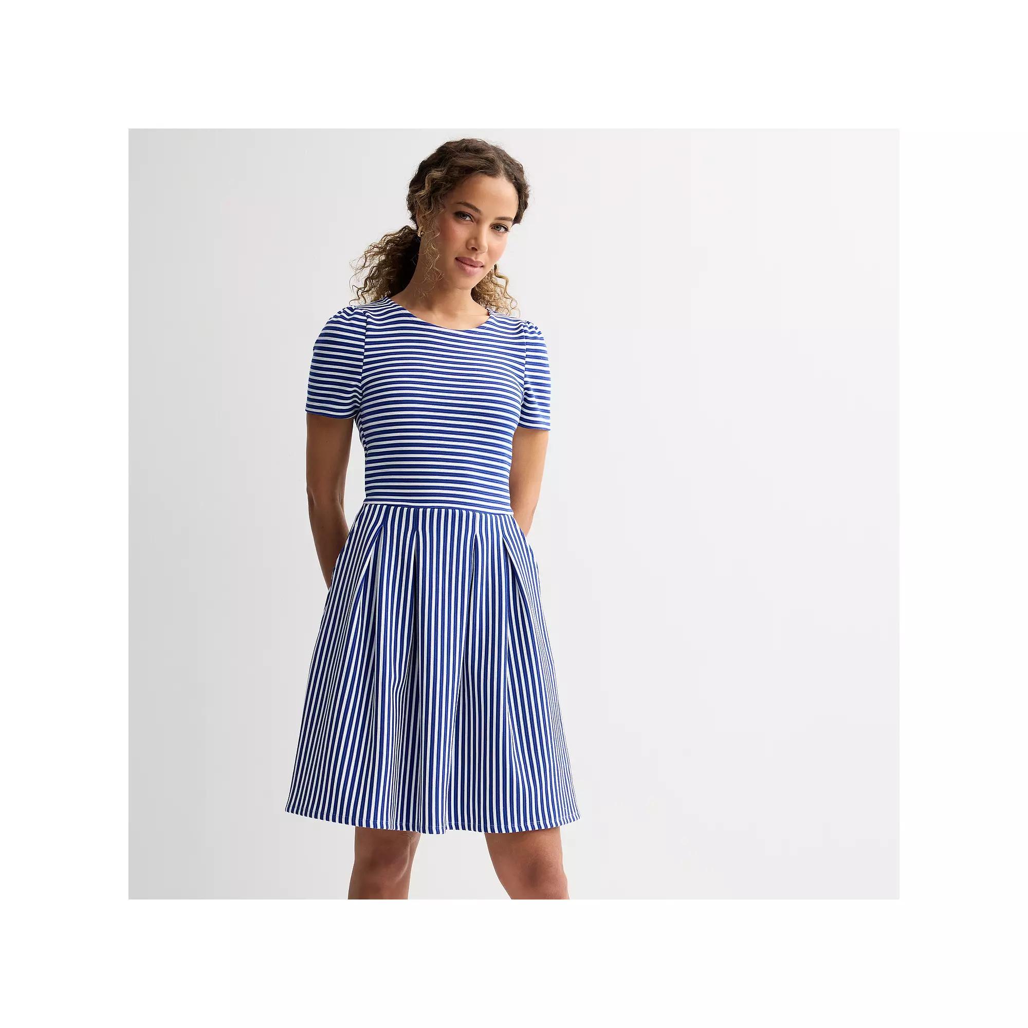 Women's Draper James Short Sleeve Knit Dress, Size: Small, Blue White Stripe Product Image