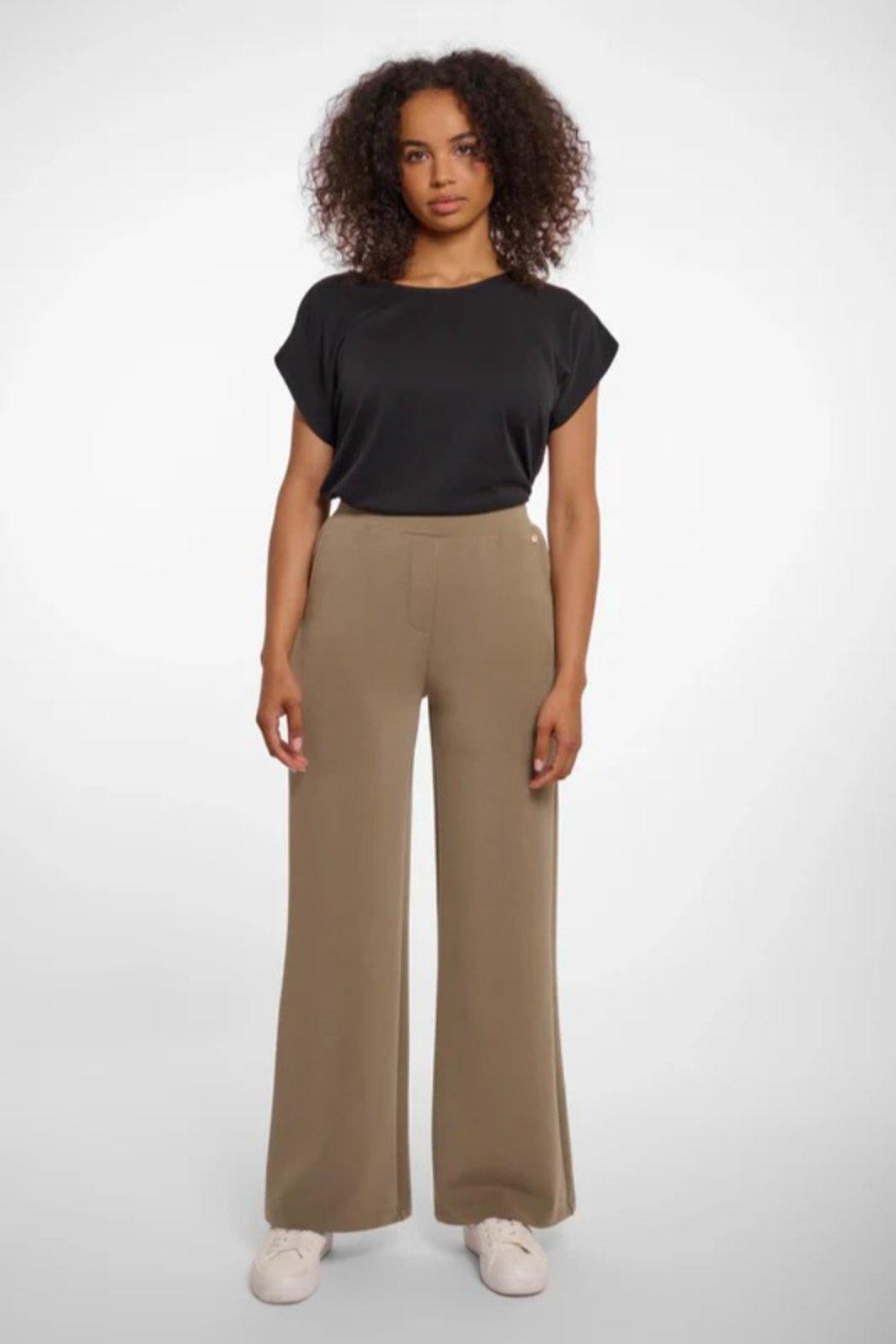 Khaki Wide Straight Leg Pants Product Image