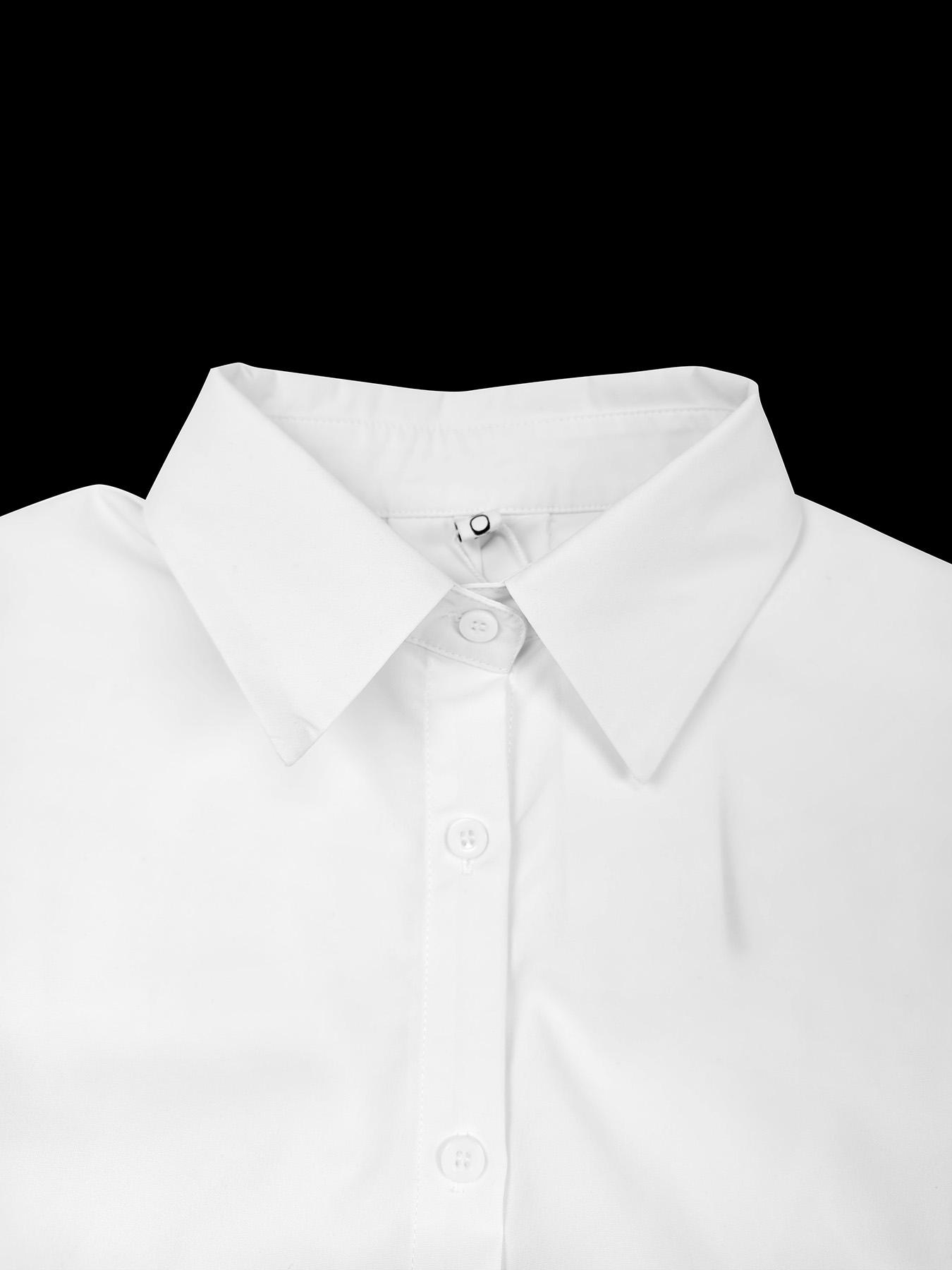 Long Sleeves Loose Buttoned Solid Color Split-Side Lapel Collar Outerwear Shirts Tops Product Image