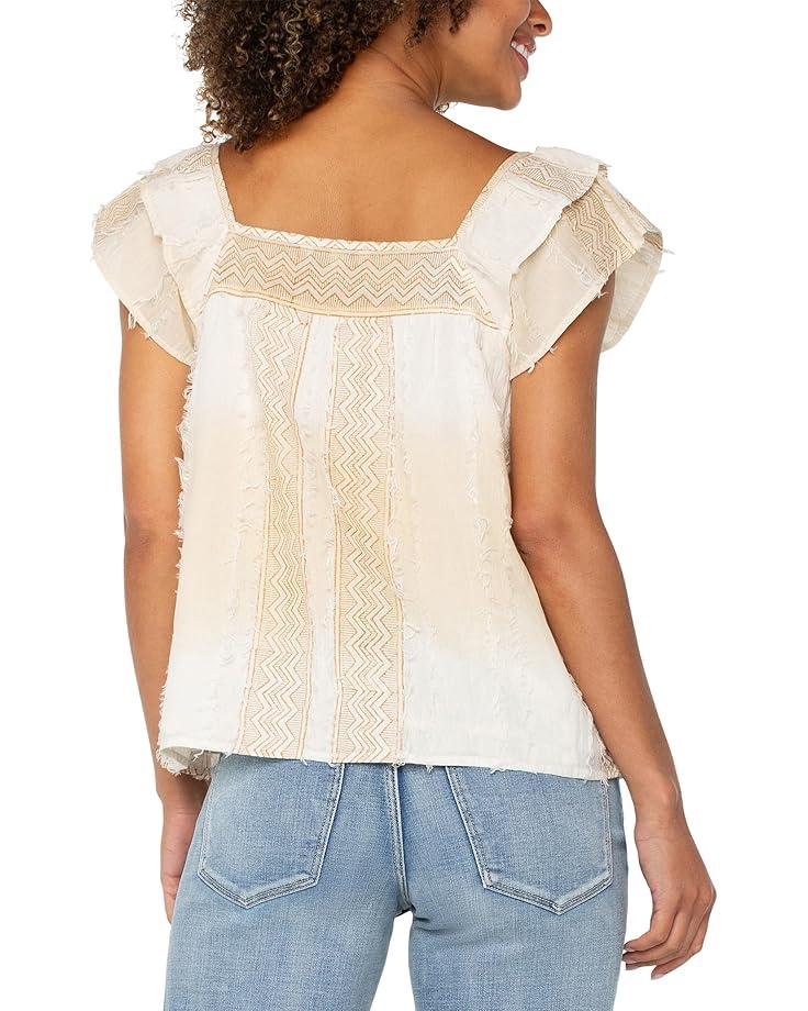 Short Sleeve Square Neck Woven Blouse Product Image