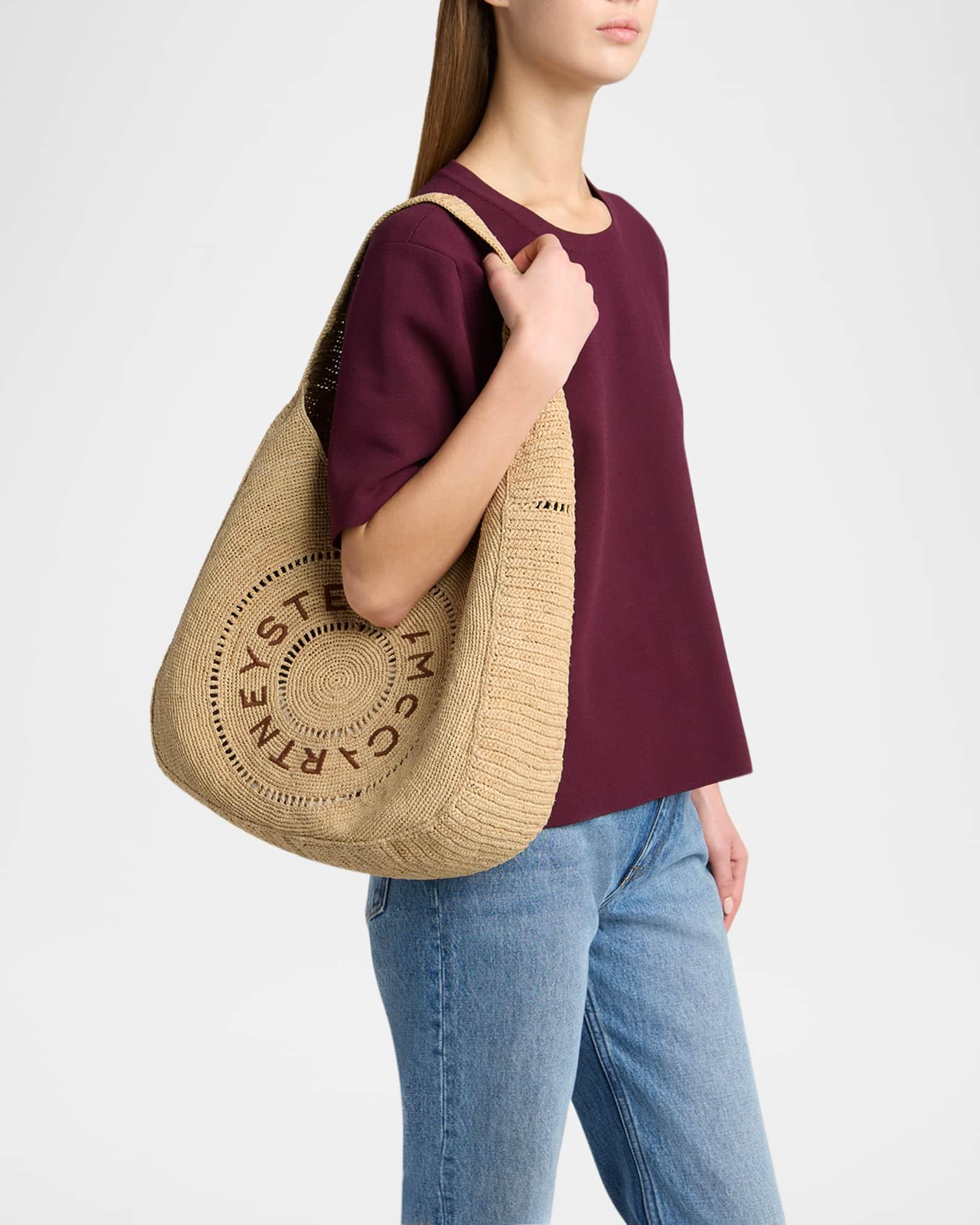 Small Logo Crochet Raffia Hobo Bag Product Image