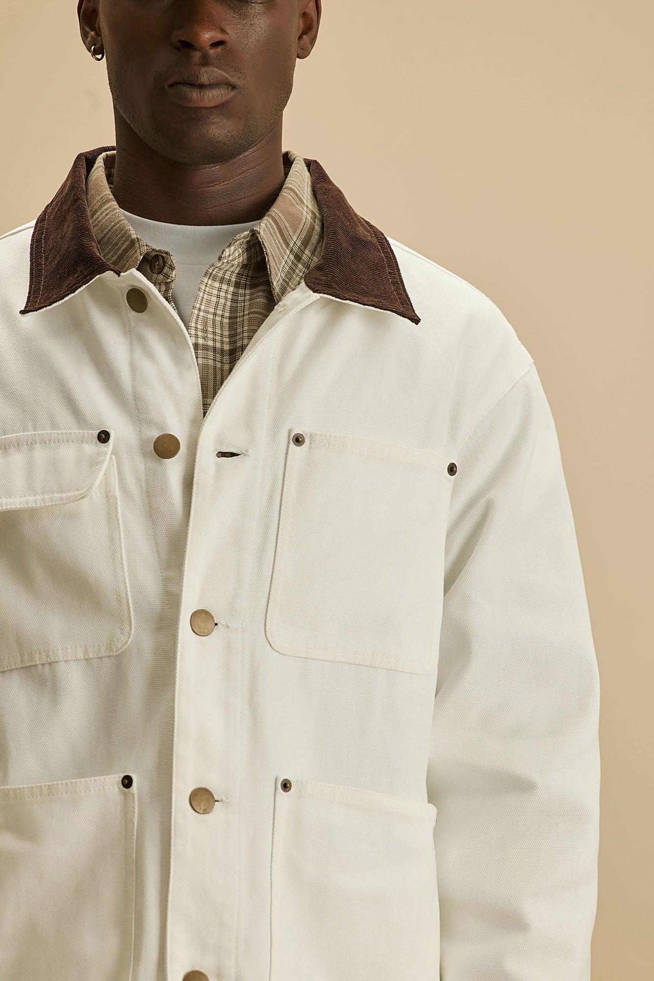 Alexander Utility Canvas Chore Jacket - White Product Image