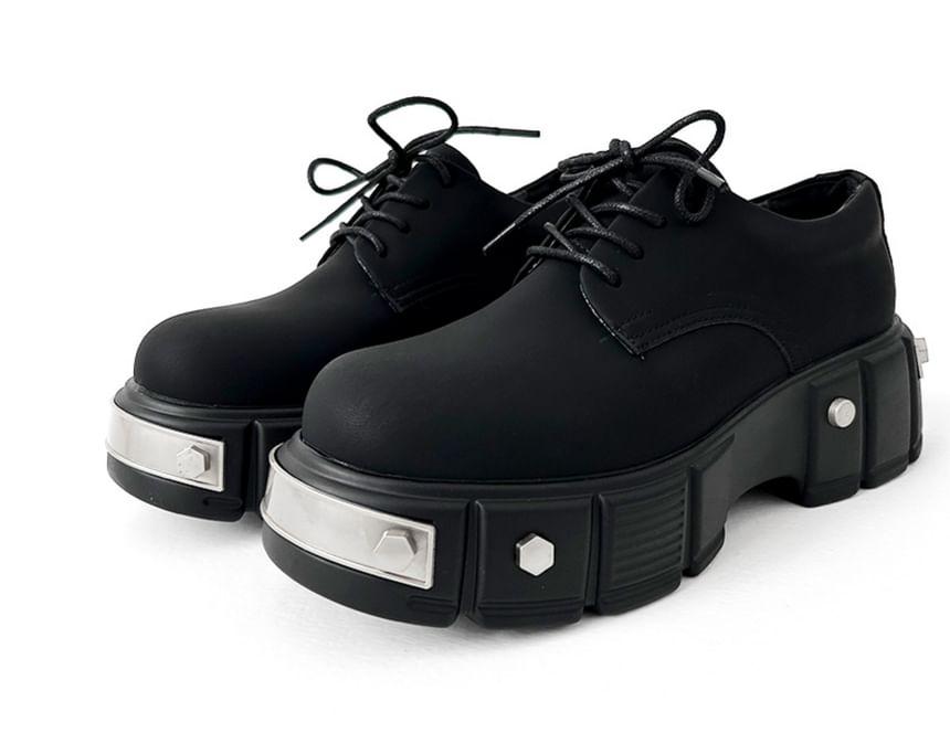 Lace-Up Platform Derby Shoes Product Image