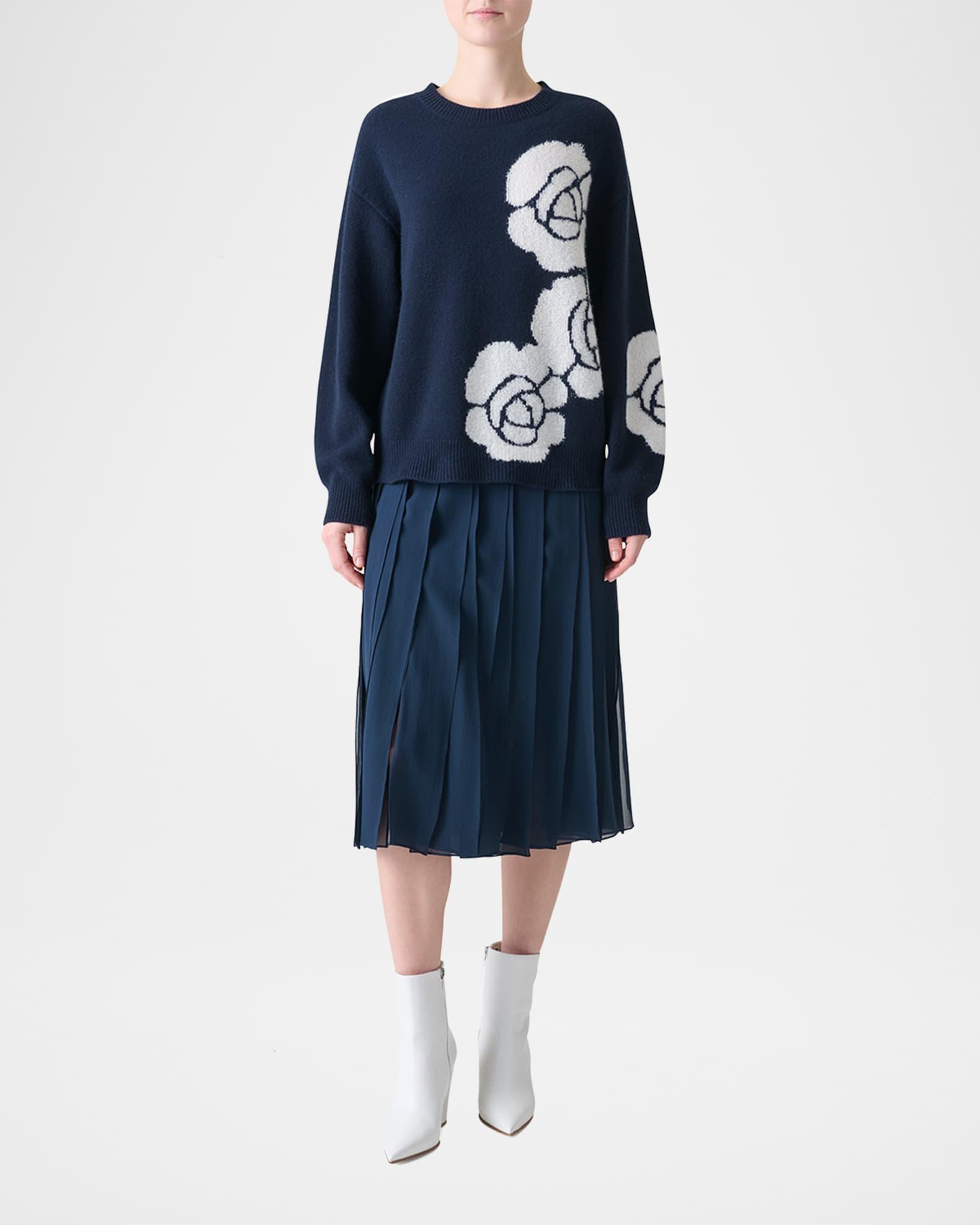 3D Anemone Intarsia Cashmere-Silk Sweater Product Image