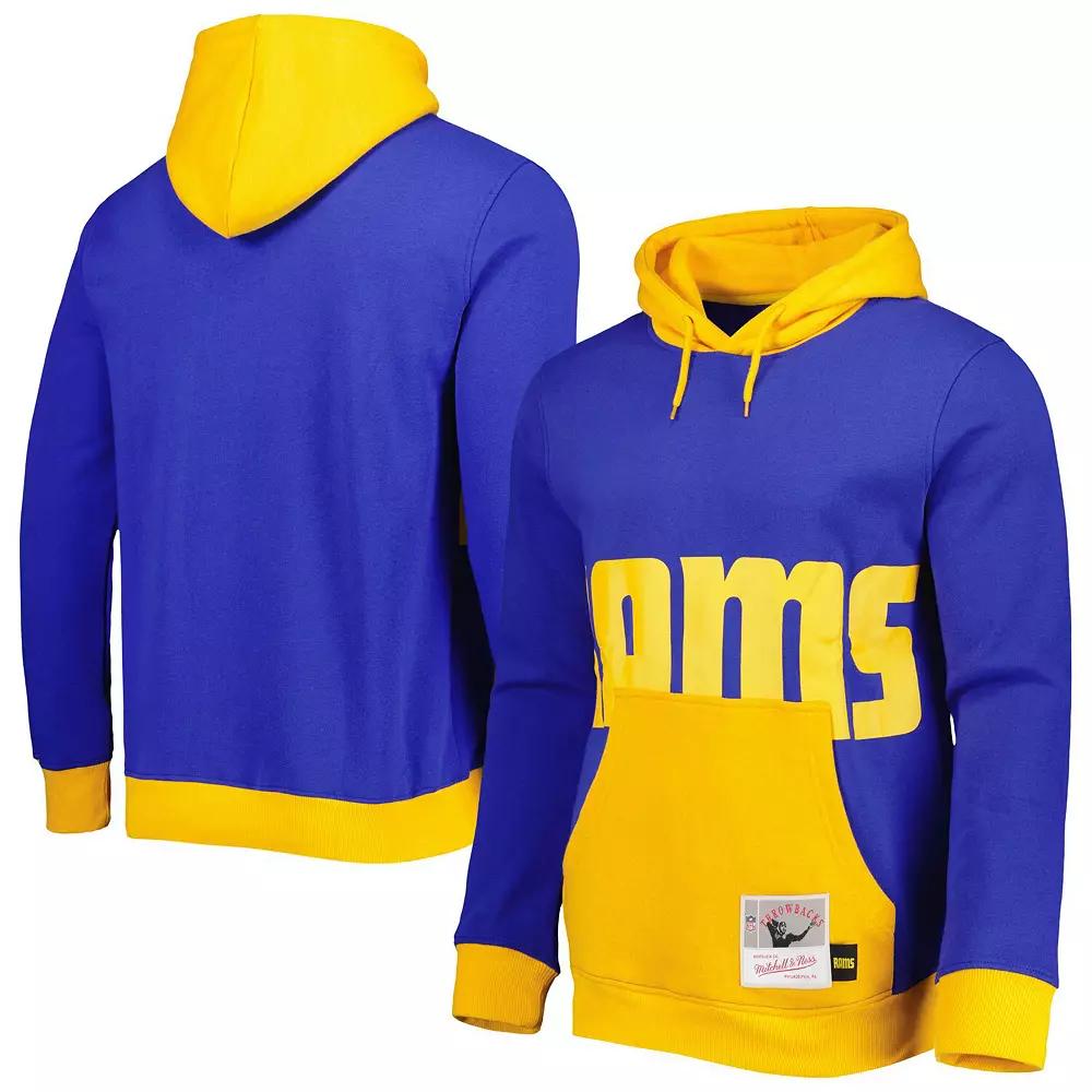 Men's Mitchell & Ness Royal Los Angeles Rams Big Face 5.0 Pullover Hoodie, Size: 2XL, Blue Product Image