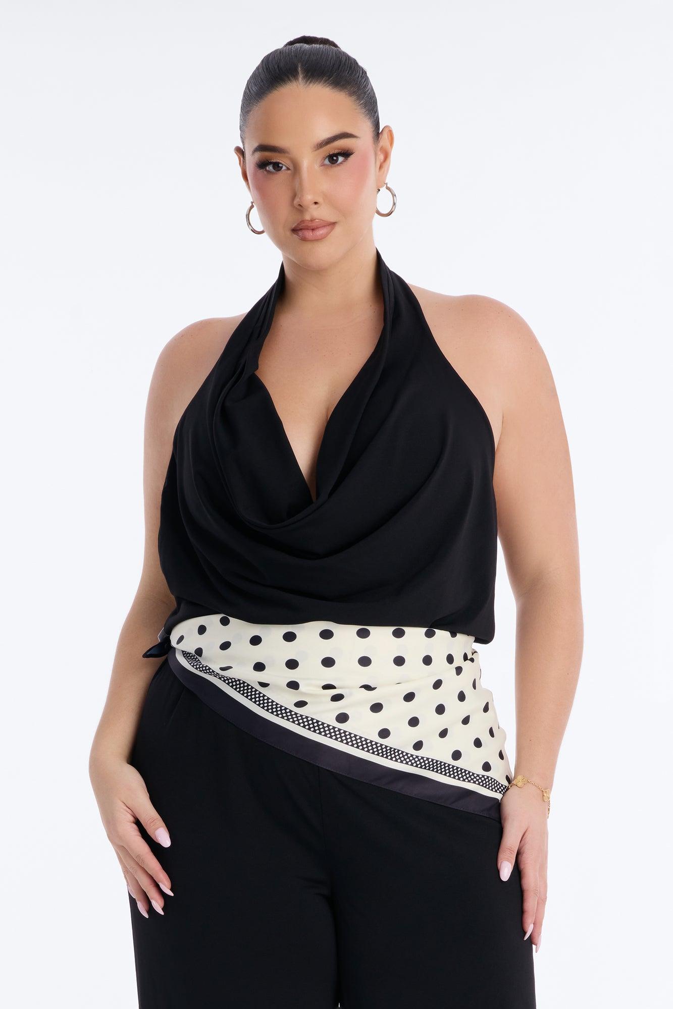 Joanne Backless Scarf Tie 2 Piece Jumpsuit Set - Black Female Product Image