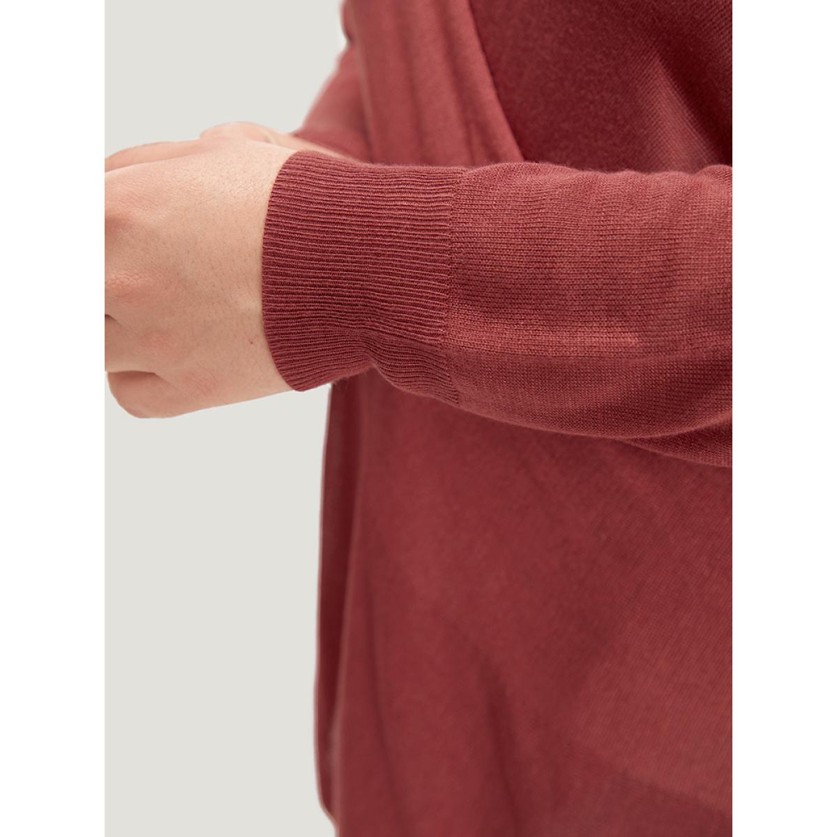 Plus Size Supersoft Essentials Solid Crossover Elastic Cuffs Pullover Russet Women Casual Loose Long Sleeve V-neck Everyday Pullovers BloomChic 10/M Product Image