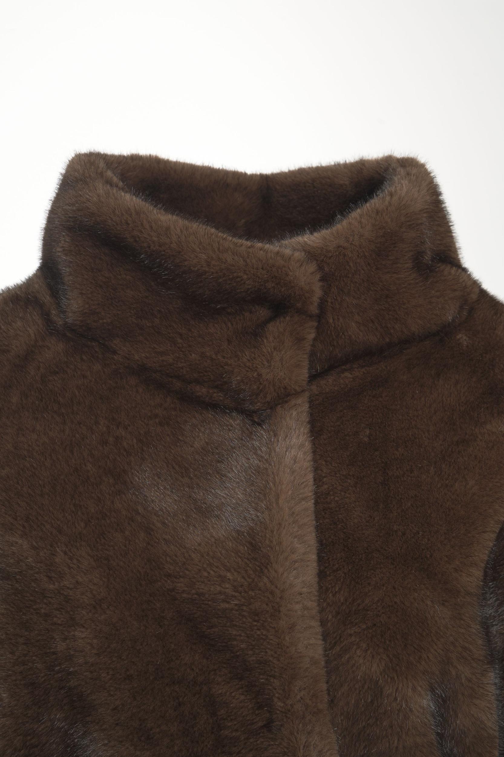 Faux fur coat with waist belt Product Image