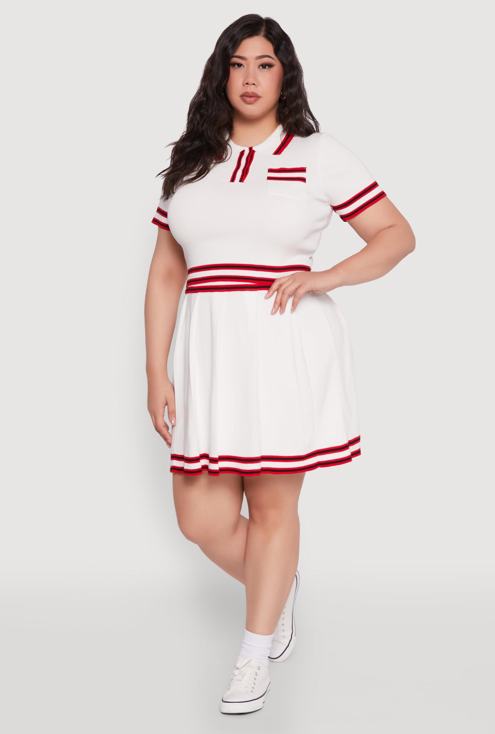 Plus Size Daisy Varsity Stripe Crop Top Female Product Image