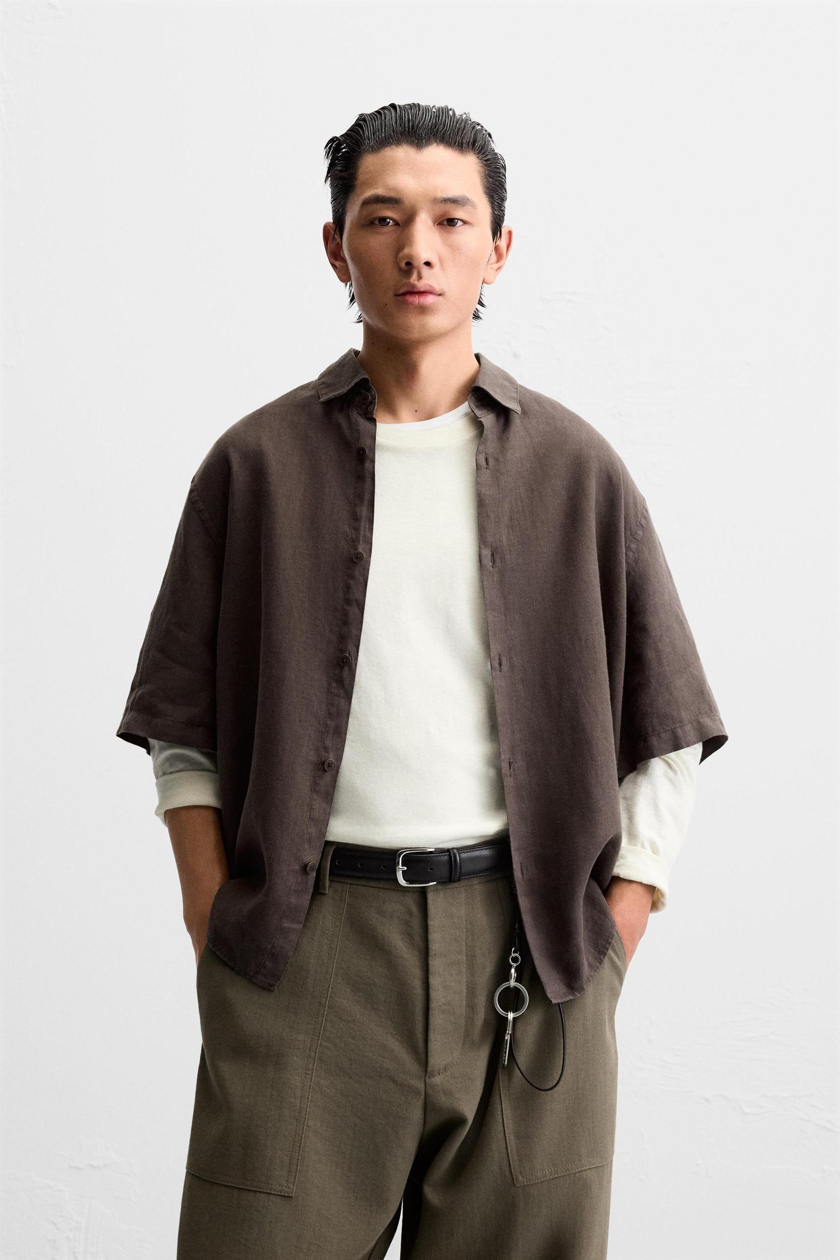 100% WASHED LINEN SHIRT Product Image