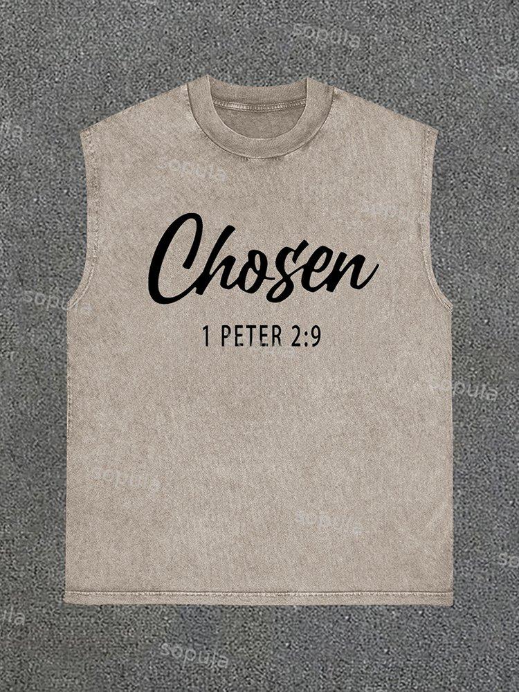 Sopula Casual Chosen Print Acid Washed Sleeveless Sleeveless Tank Top Product Image