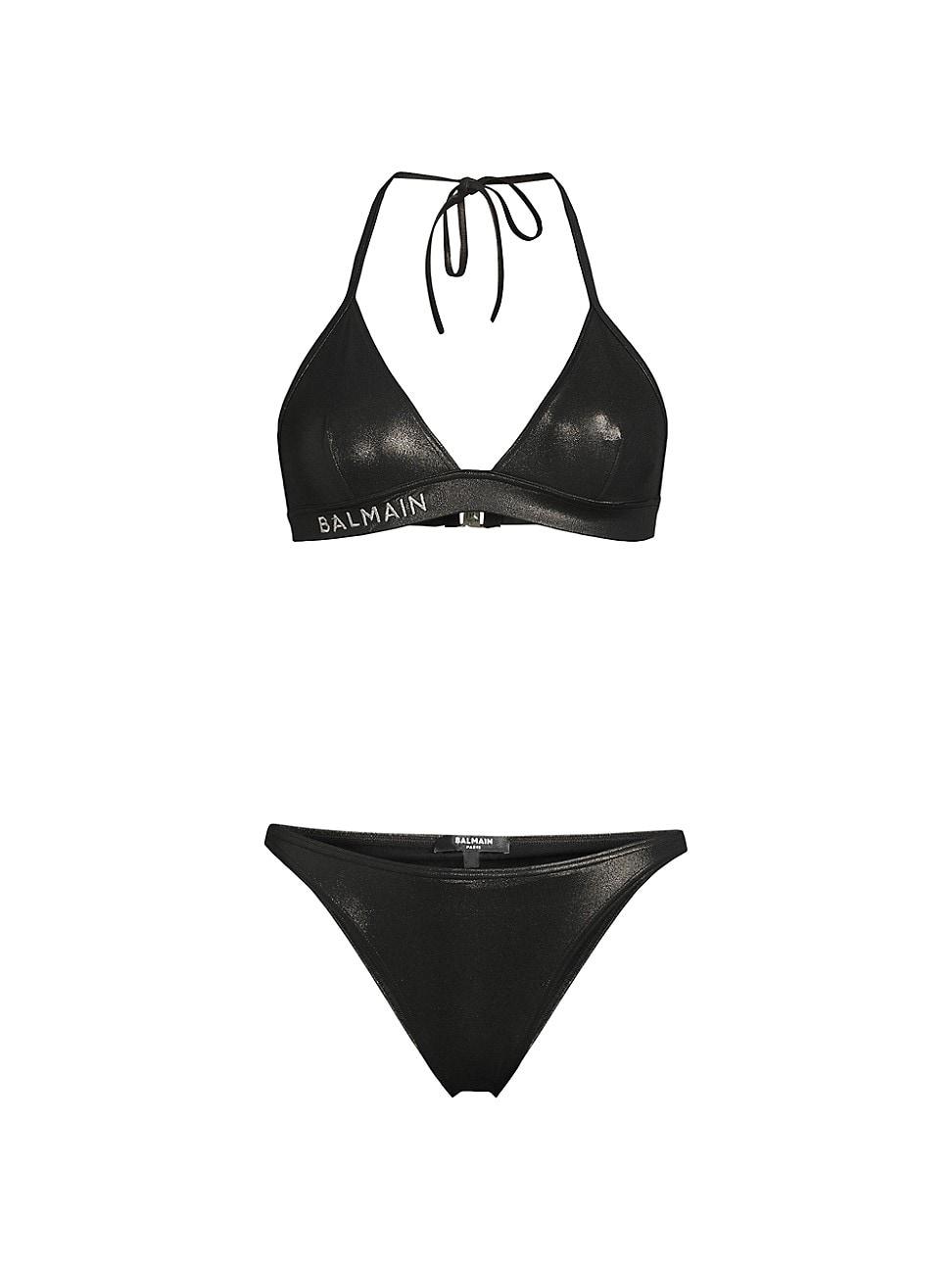 Womens Metallise Triangle Bikini Set Product Image