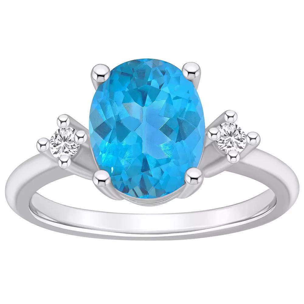 Alyson Layne 14k Gold Oval Blue Topaz & 1/10 Carat T.W. Diamond Ring, Women's, Size: 7 Product Image