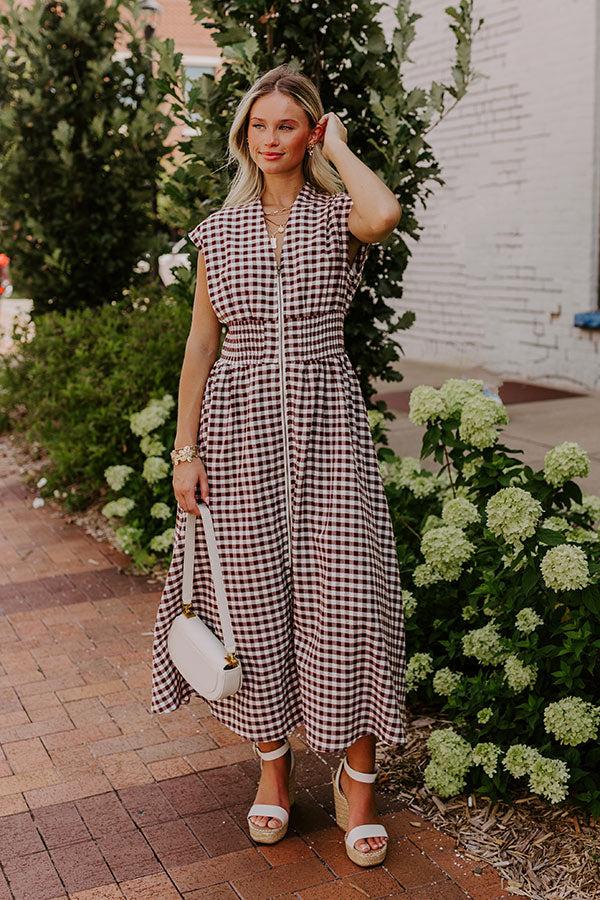 Harvest Stroll Gingham Midi Dress Product Image