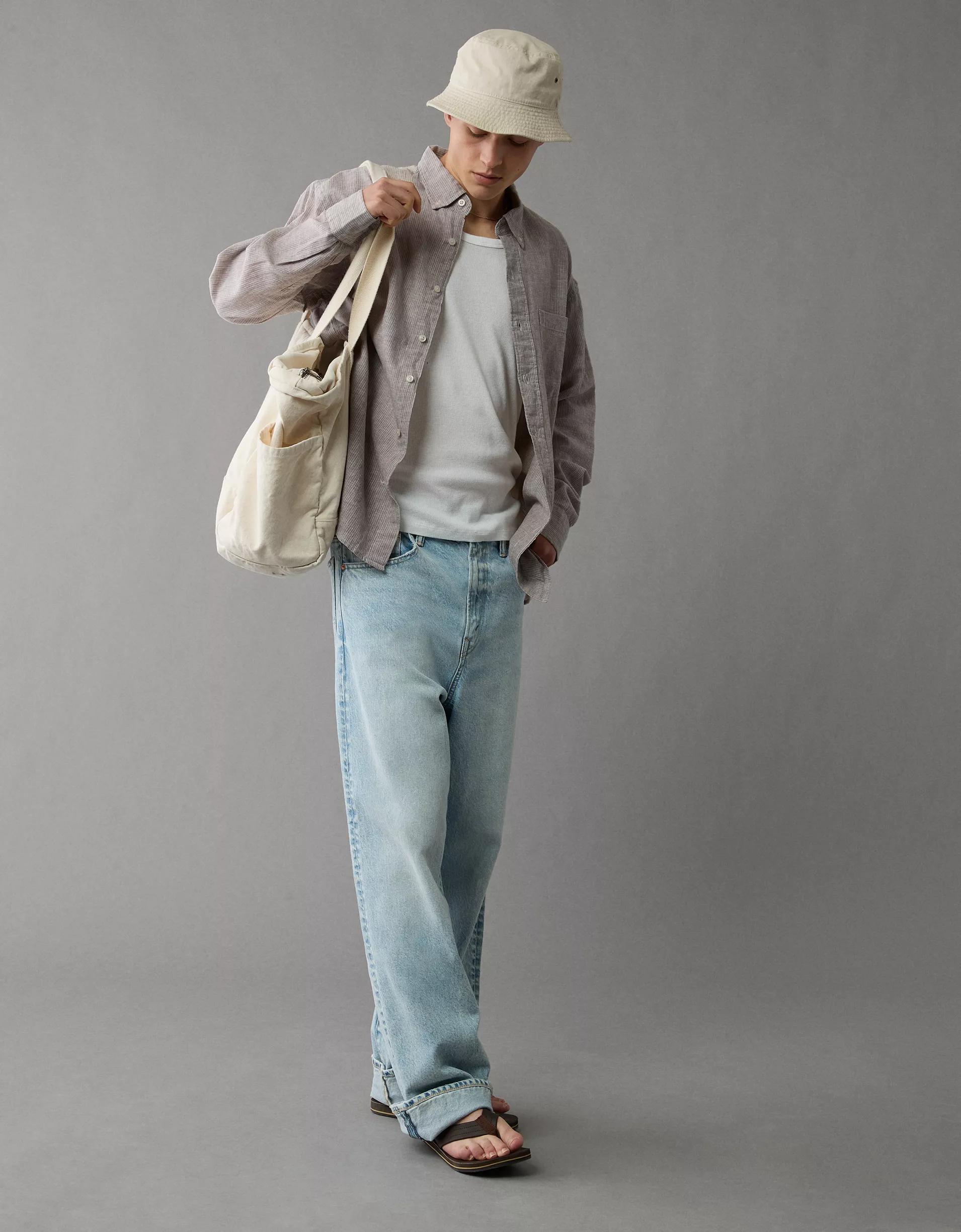 AE Everyday Relaxed Linen-Blend Button-Up Shirt Product Image