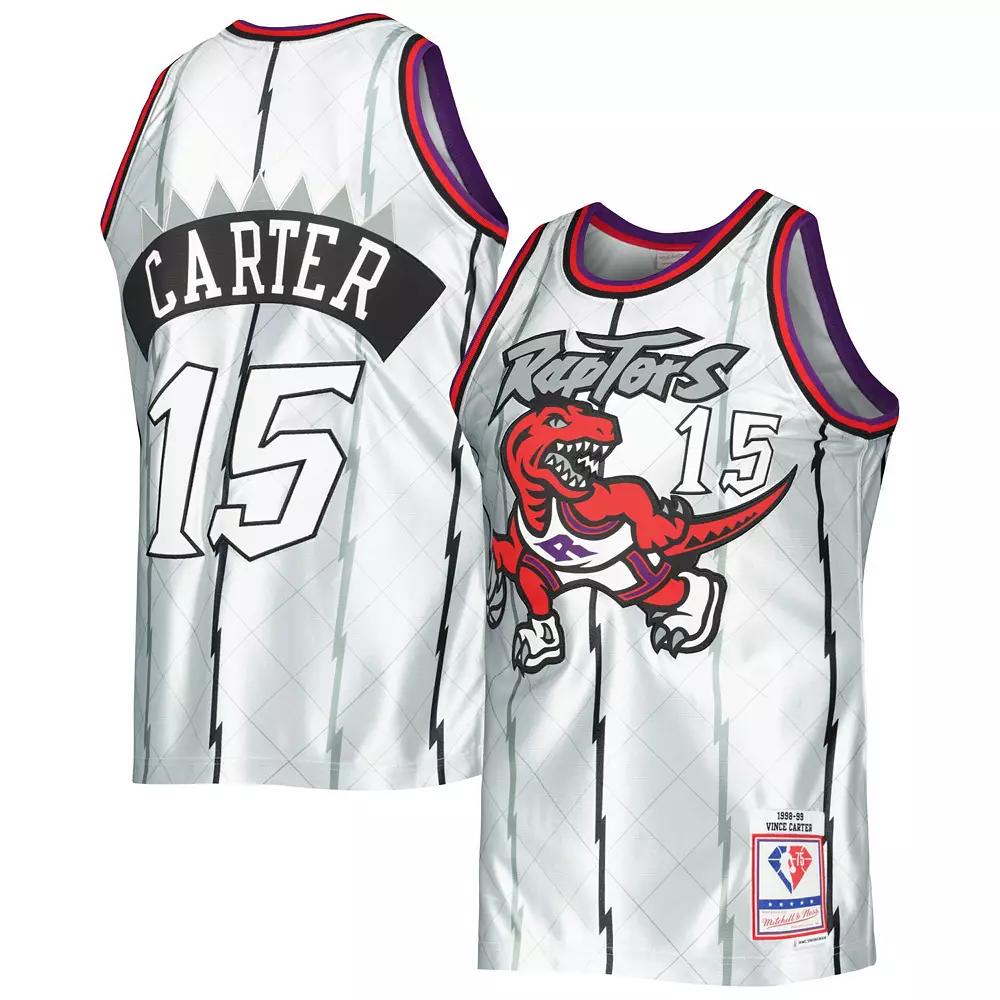 Men's Mitchell & Ness Vince Carter Platinum Toronto Raptors 1998/99 Hardwood Classics 75th Anniversary Swingman Jersey, Size: 4XL, Rpt Team Product Image
