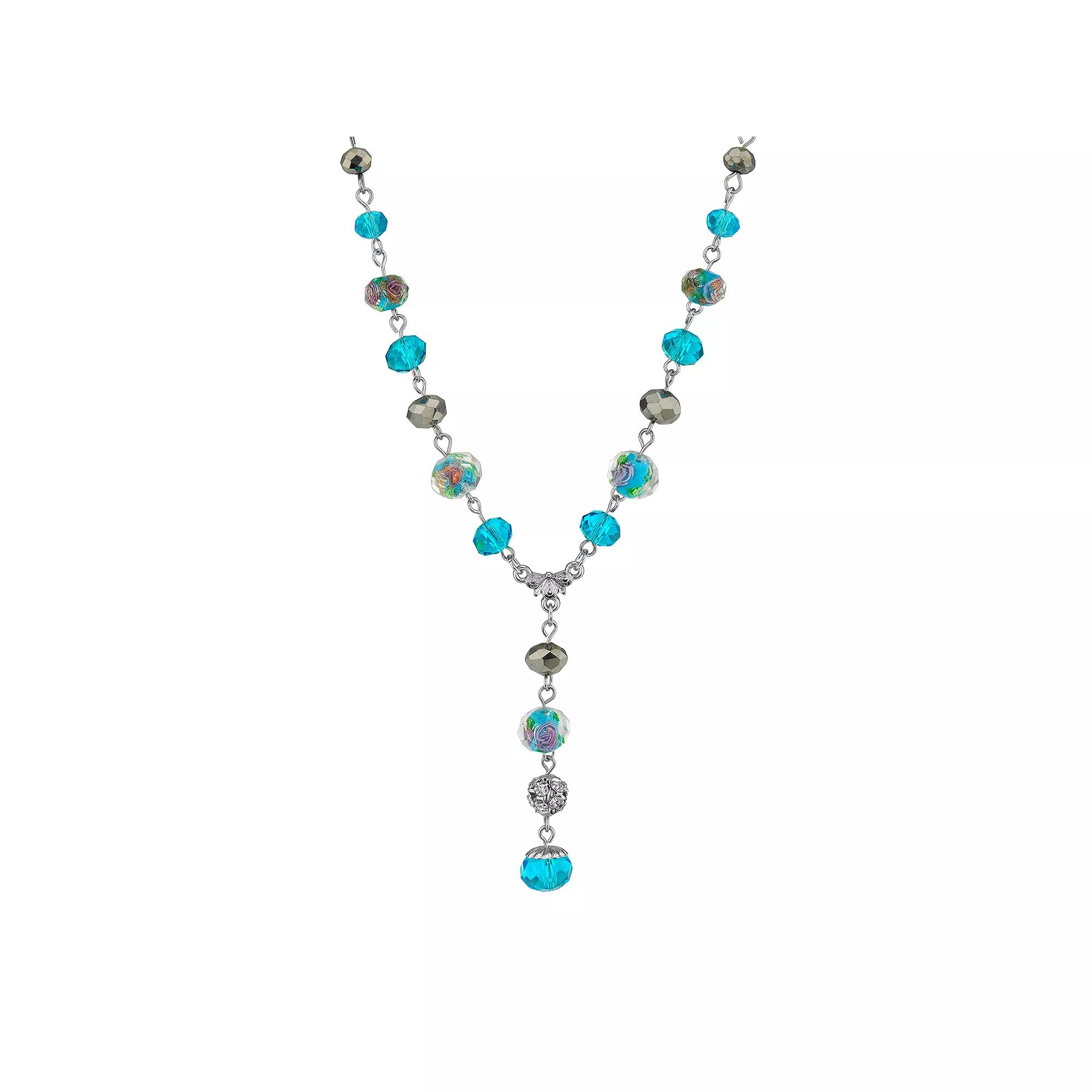 1928 Beaded Y Necklace, Women's, Blue Product Image