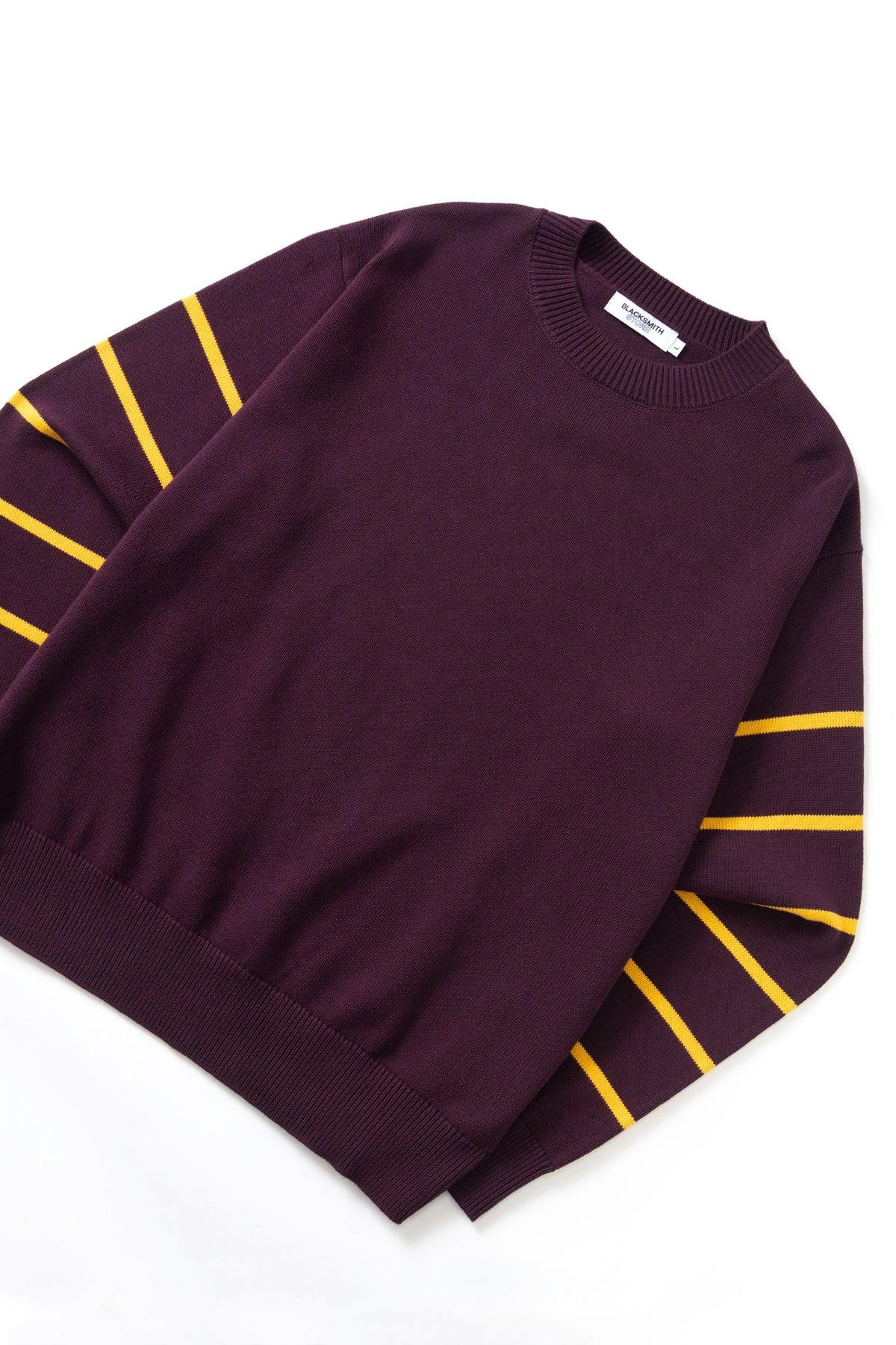 Blacksmith - Banded Sleeve Sweater - Maroon Product Image