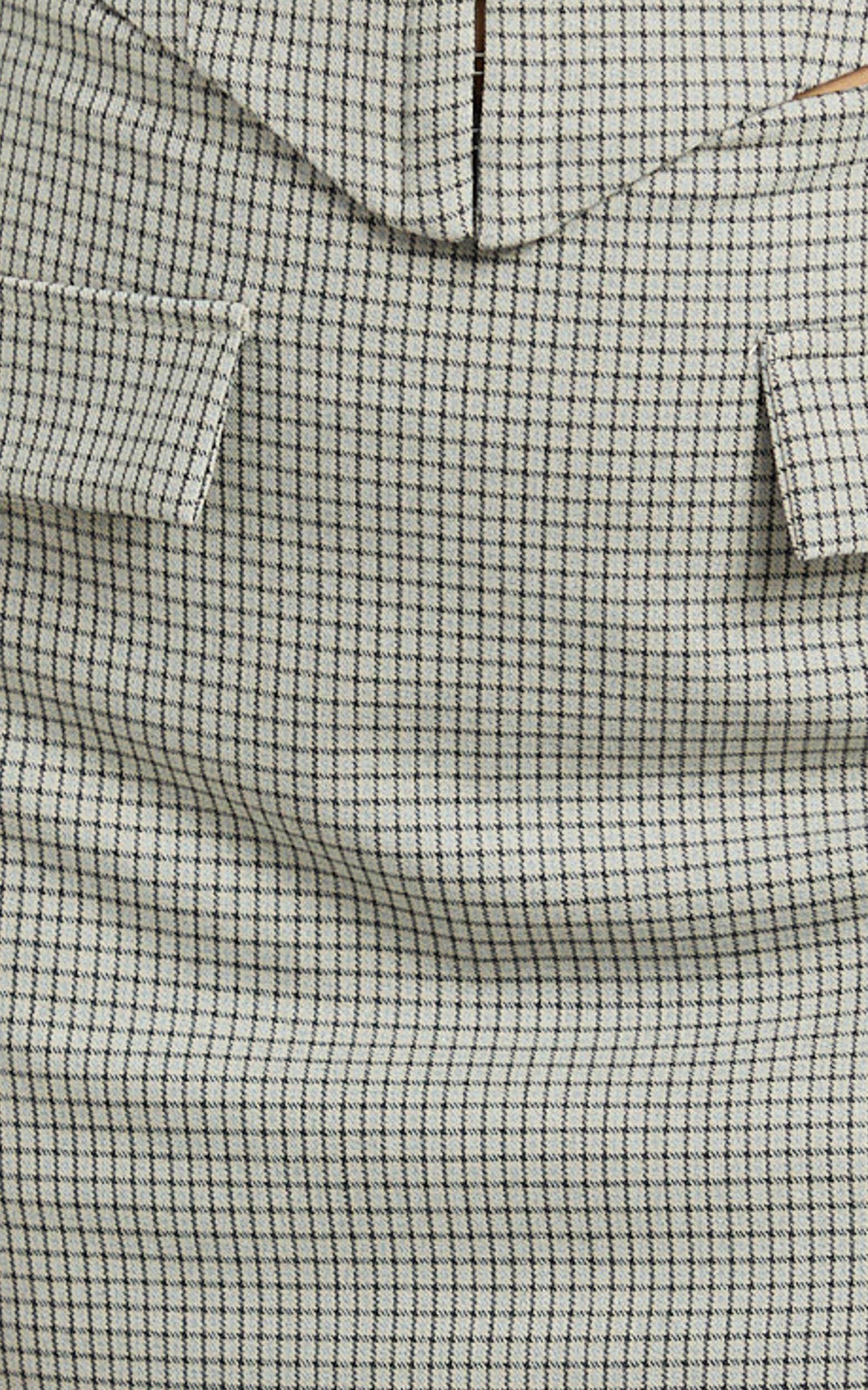 Angela Mini Skort - Mid Waist Faux Pocket Check Skort in Beige Check Product Image