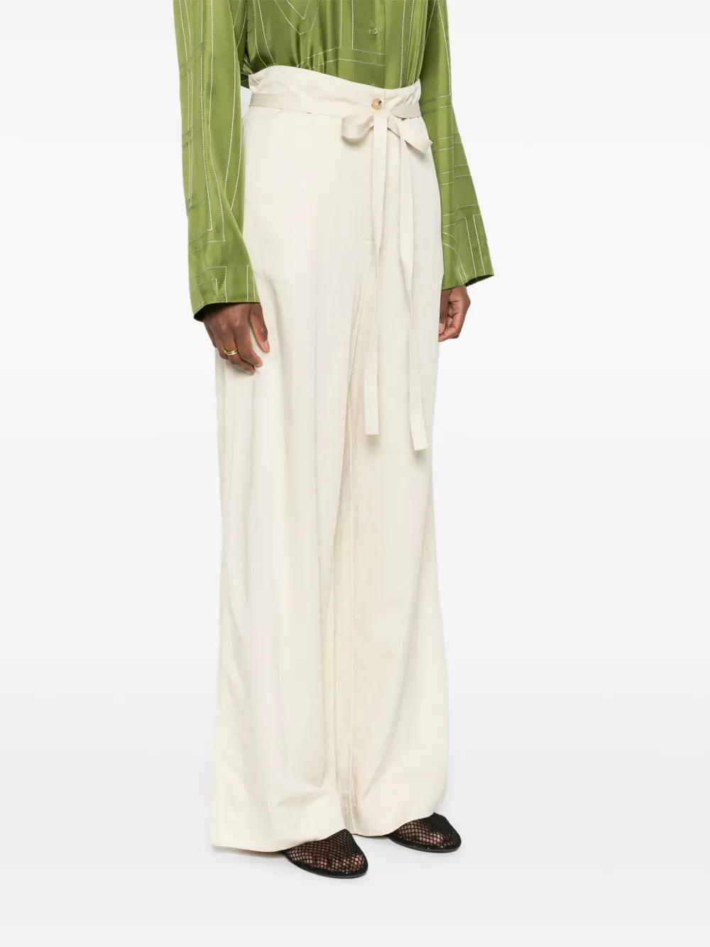 belted-waist flared trousers  Product Image