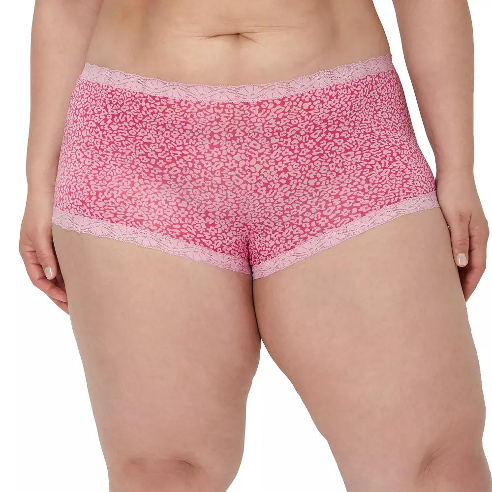 Maidenform One Fab Fit Microfiber Boyshort Underwear with Lace 40760, Womens Product Image