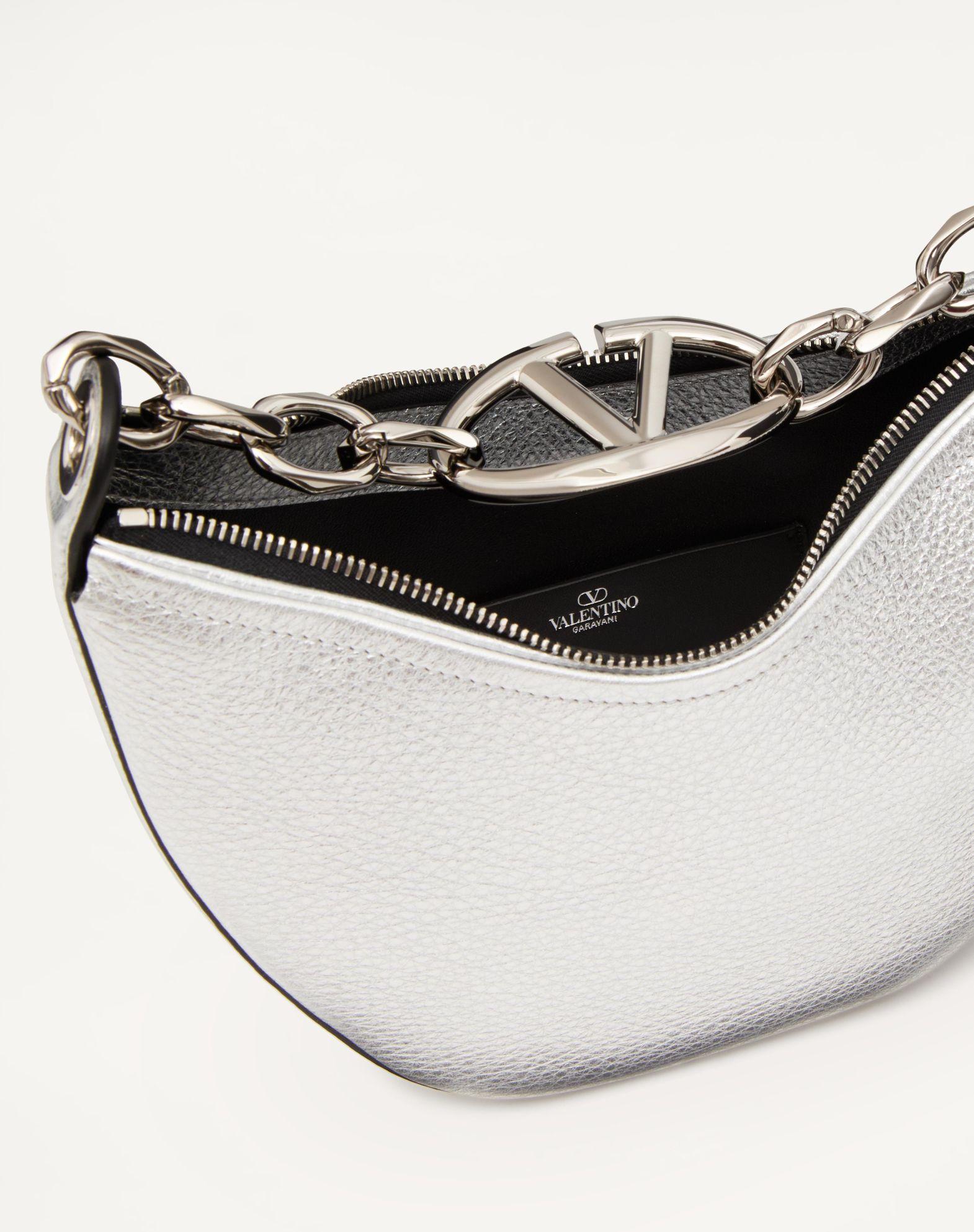 Vlogo Moon Mini Hobo Bag In Metallic Grainy Calfskin With Chain Product Image