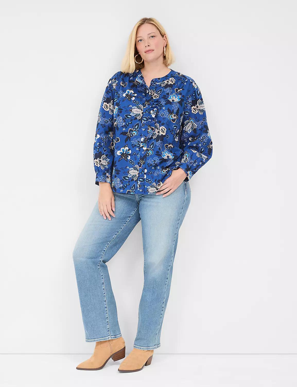 Ruffled Button-Down Blouse Product Image